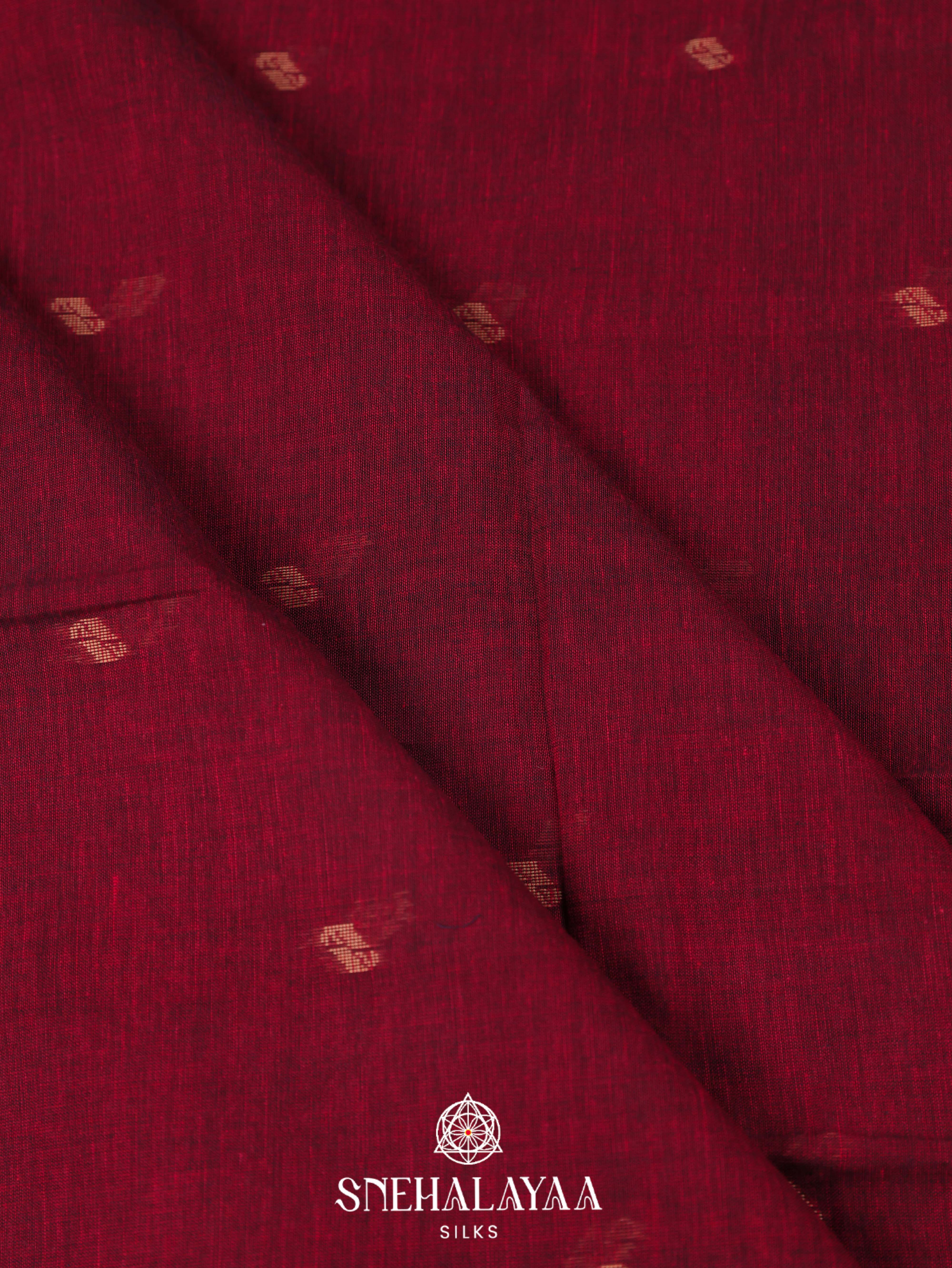 Maroon Khadi Cotton Saree