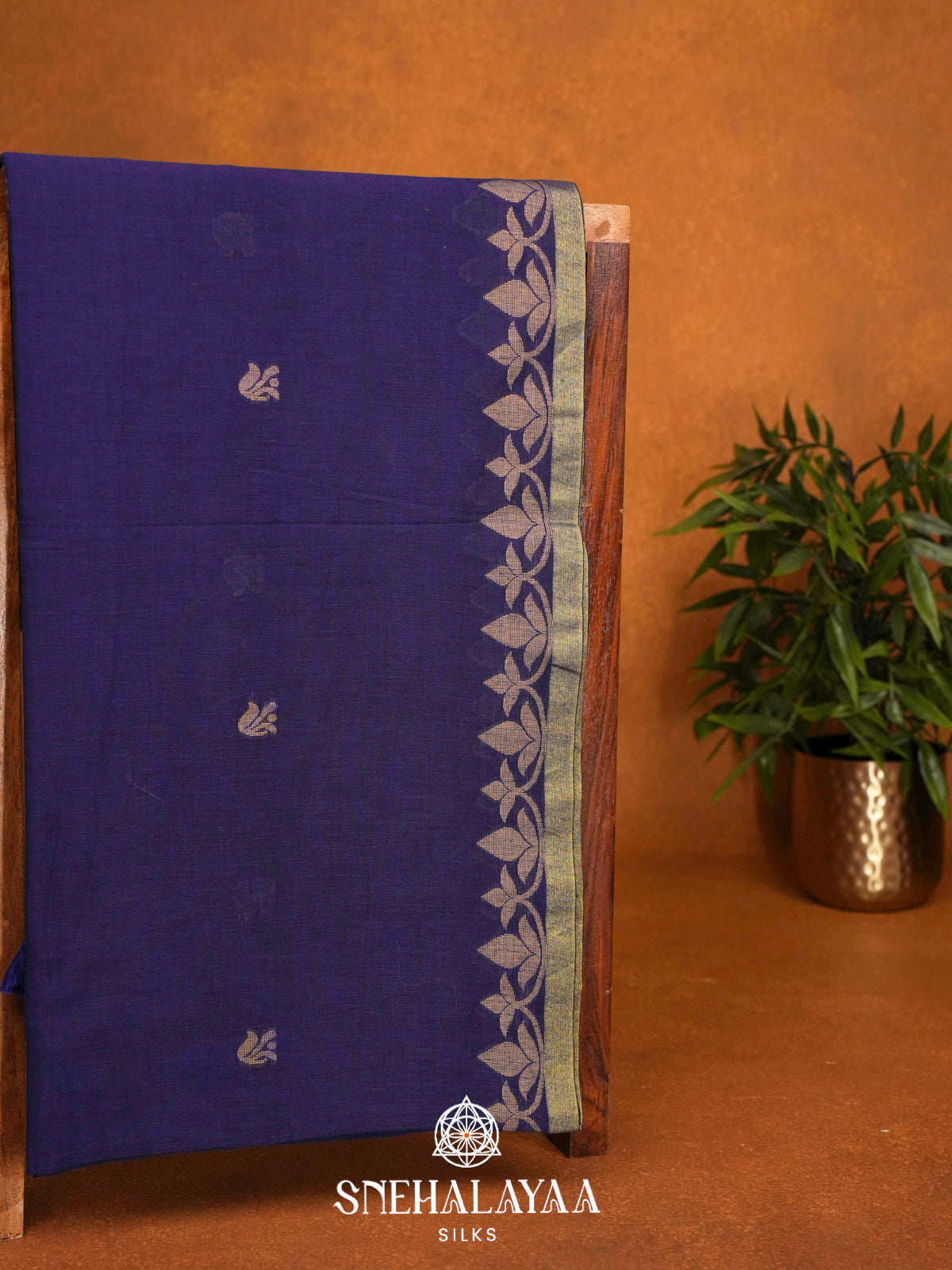 Navy Blue Khadi Cotton Saree