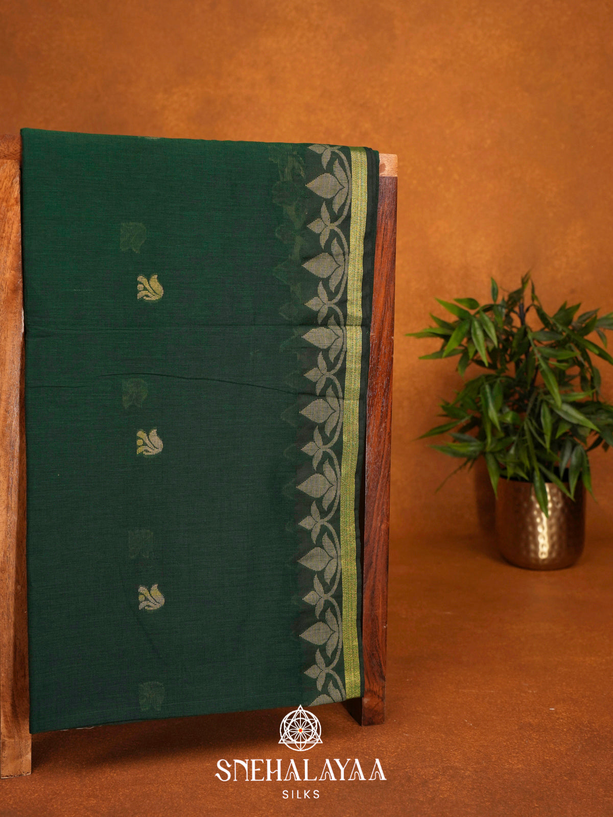 Forest Green Khadi Cotton Saree