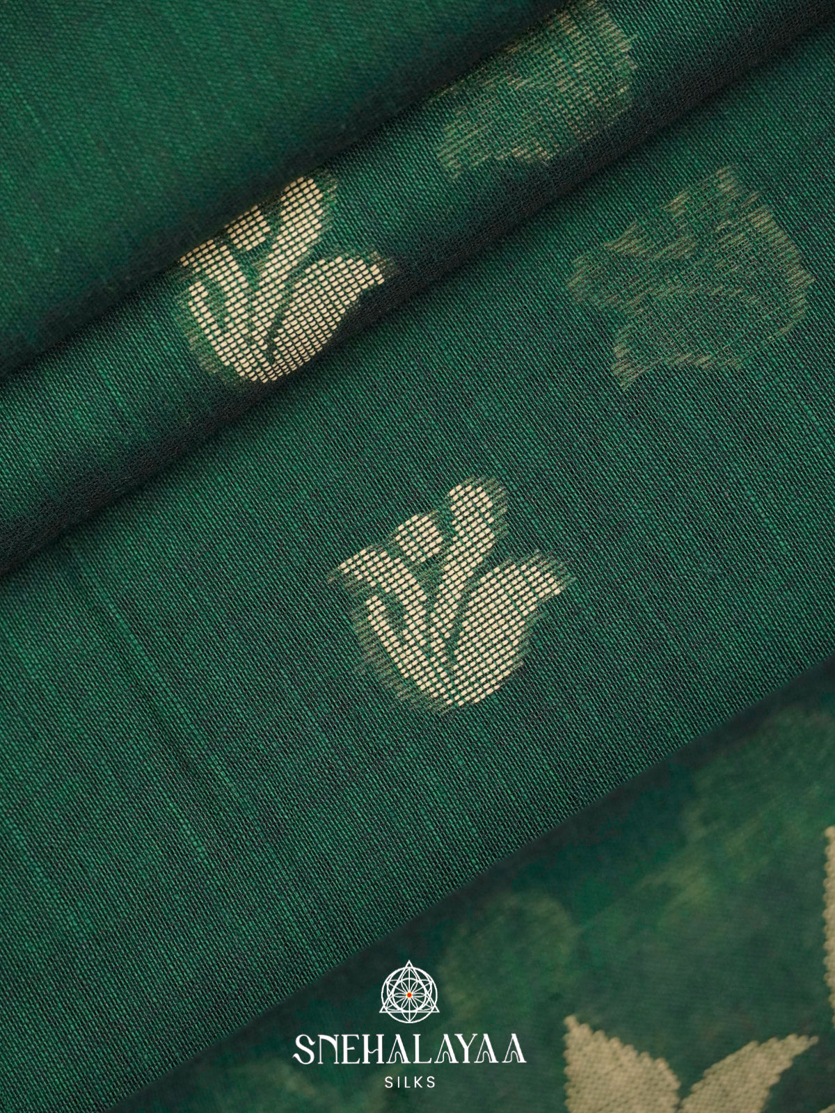 Forest Green Khadi Cotton Saree
