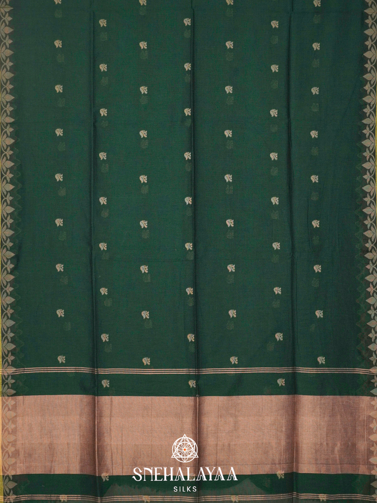 Forest Green Khadi Cotton Saree