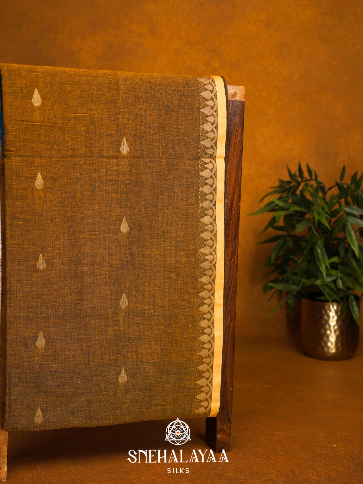 Mustard Khadi Cotton Saree