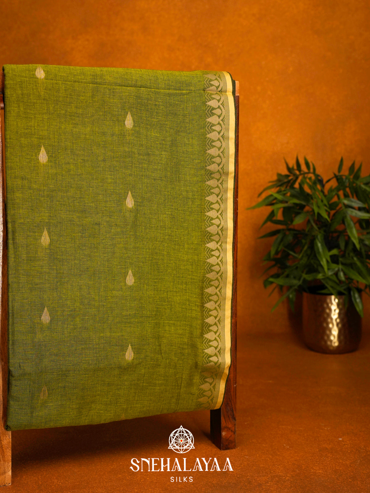 Lime Green Khadi Cotton Saree