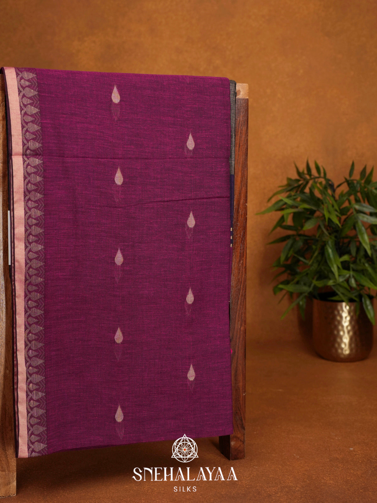 Magenta Khadi Cotton Saree