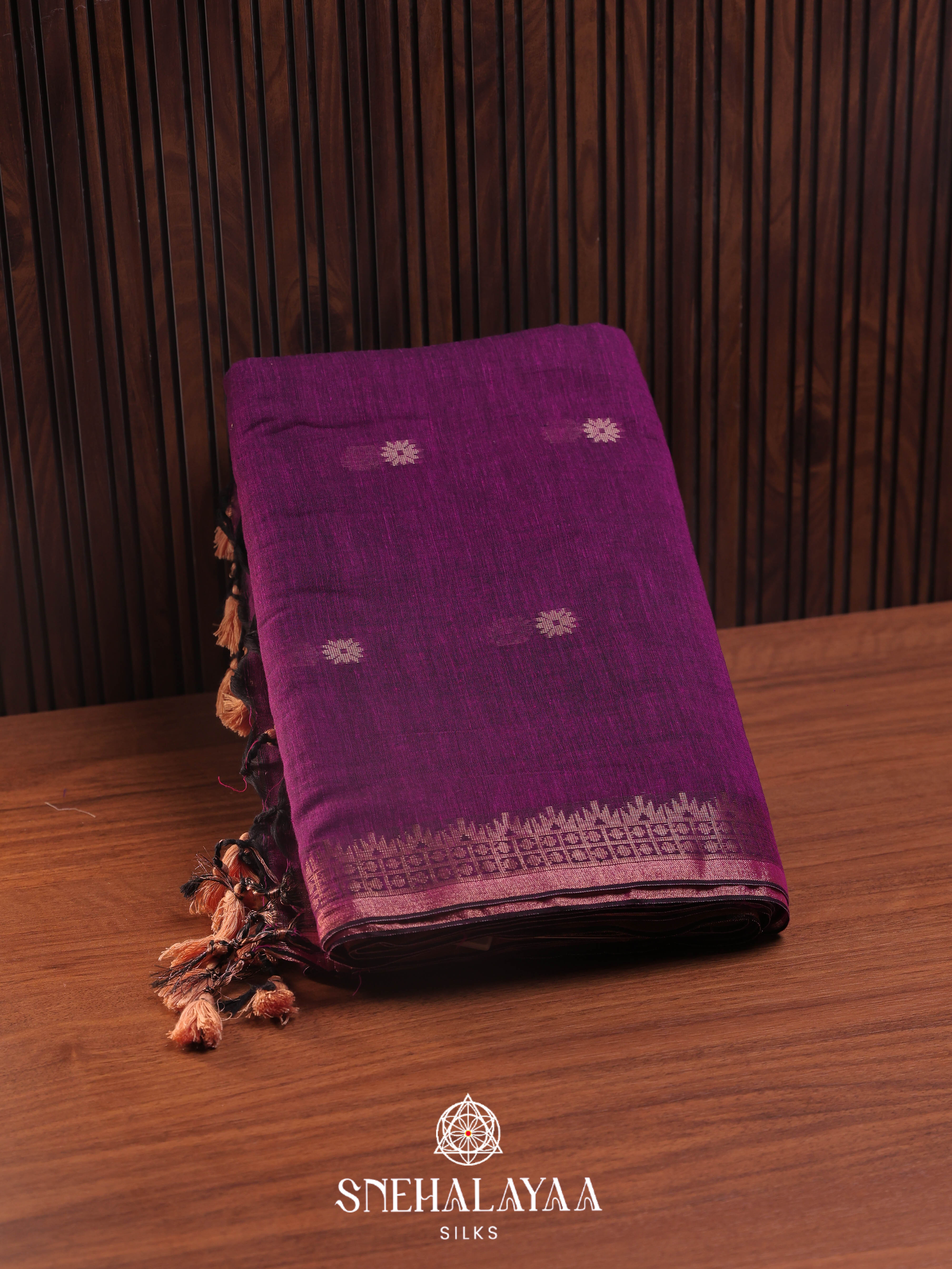 Violet Khadi Cotton Saree