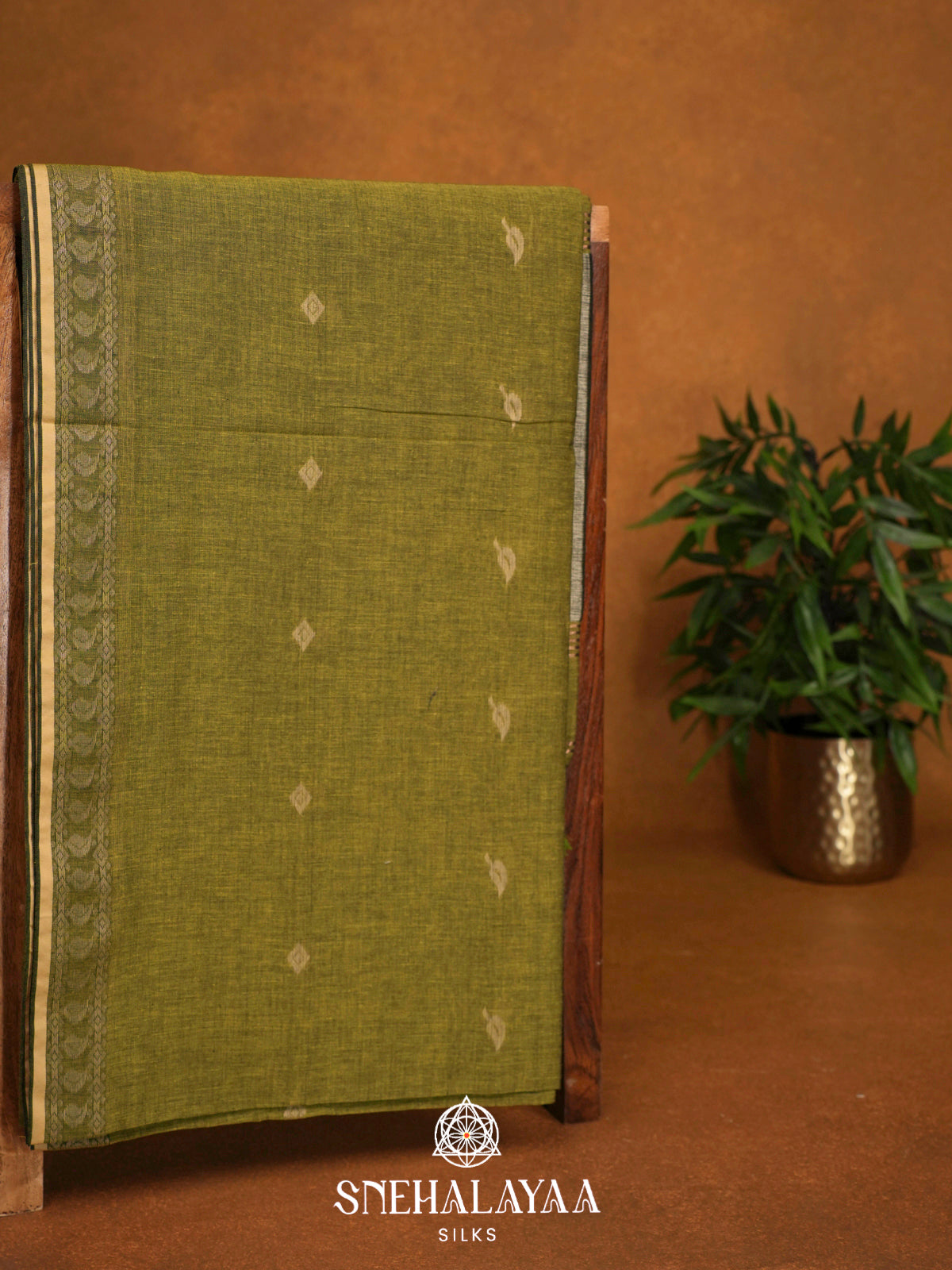 Moss Green Khadi Cotton Saree
