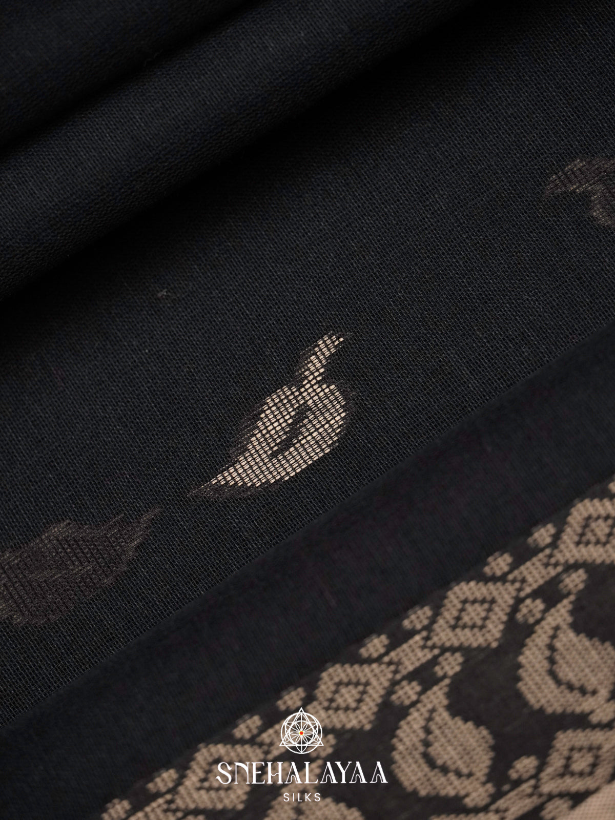Black Khadi Cotton Saree