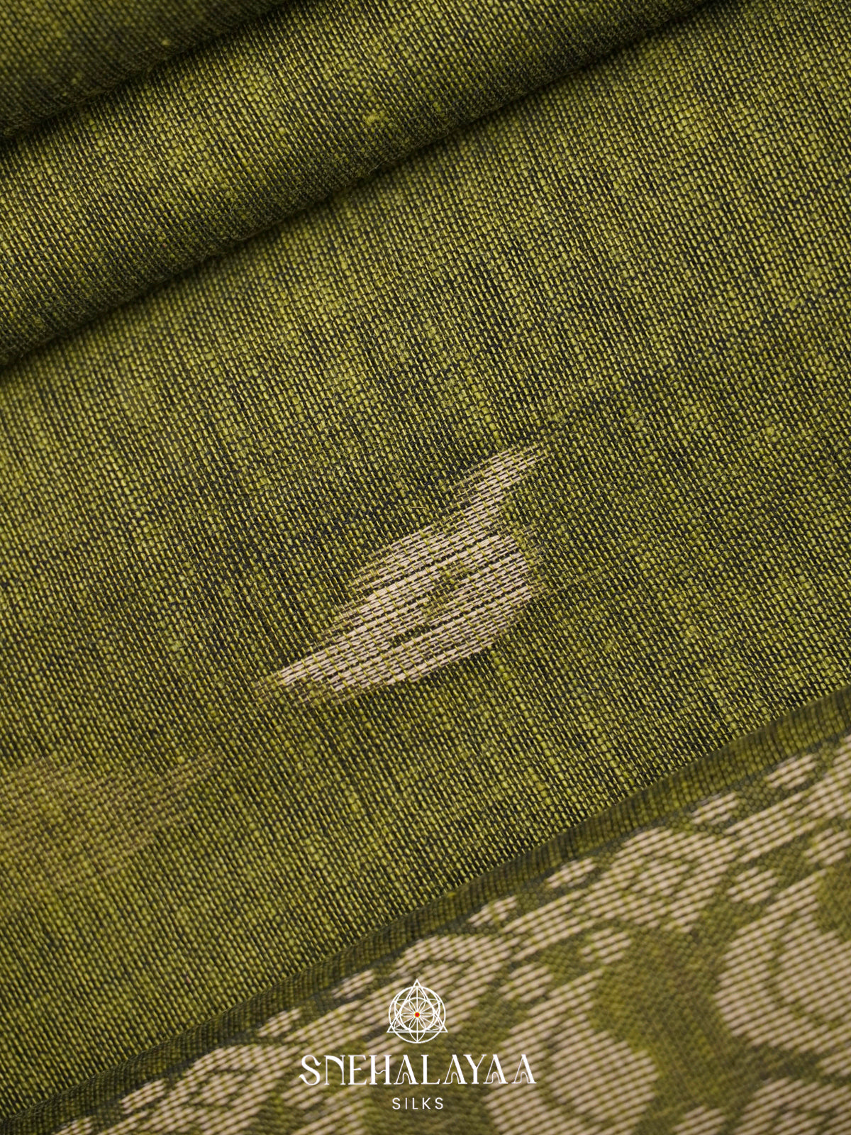 Olive Green Khadi Cotton Saree