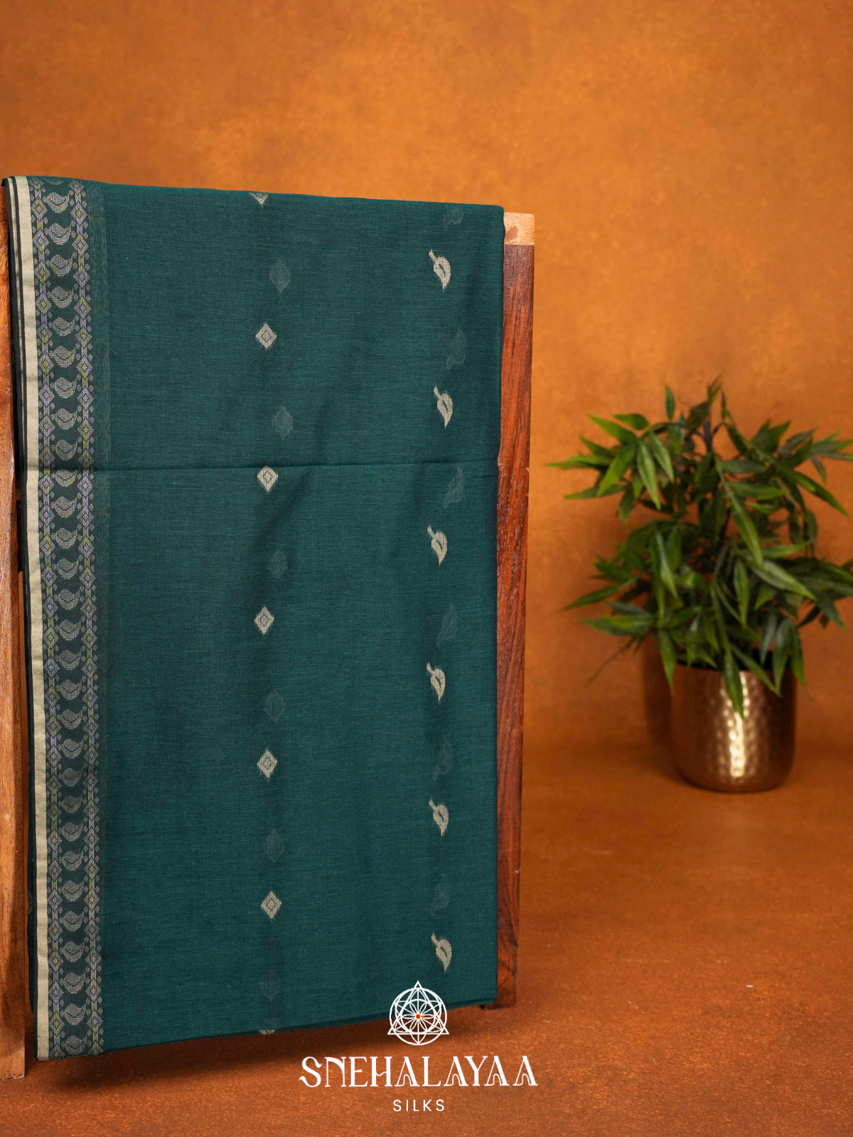 Peacock Blue Khadi Cotton Saree