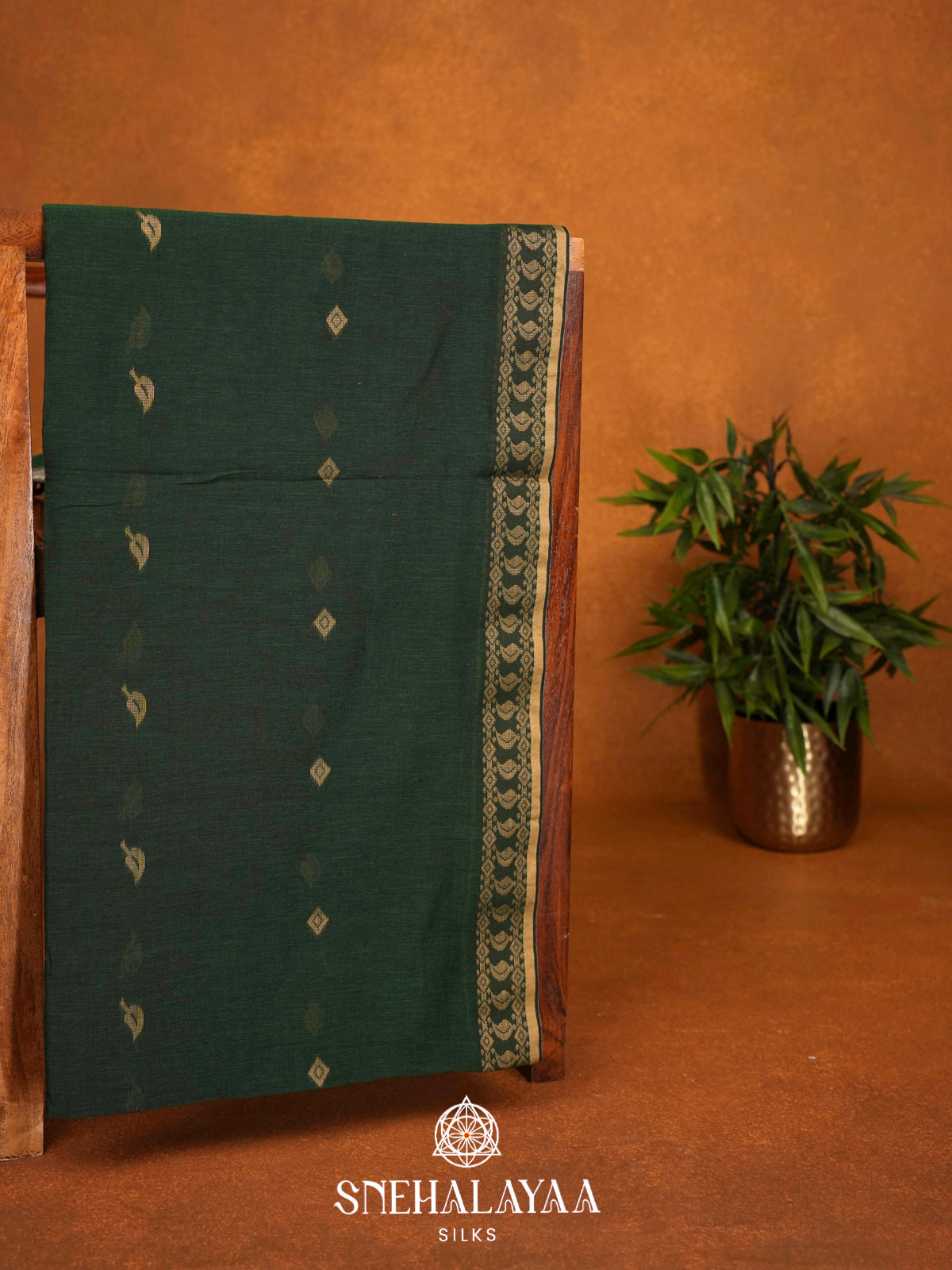 Forest Green Khadi Cotton Saree
