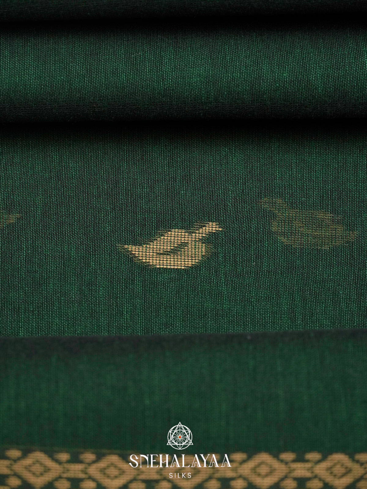 Forest Green Khadi Cotton Saree