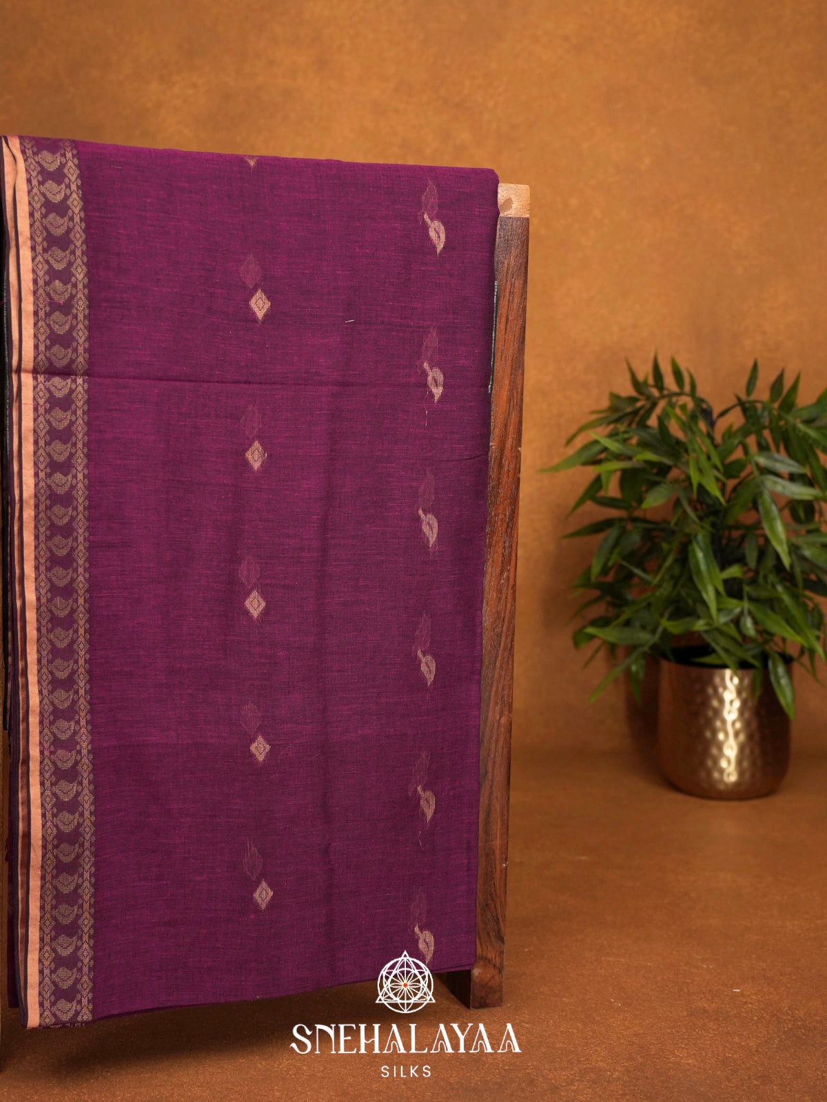 Magenta Khadi Cotton Saree