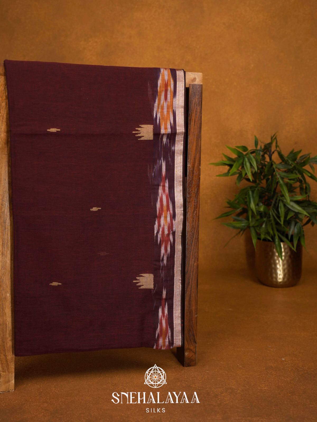 Maroon Khadi Cotton Saree