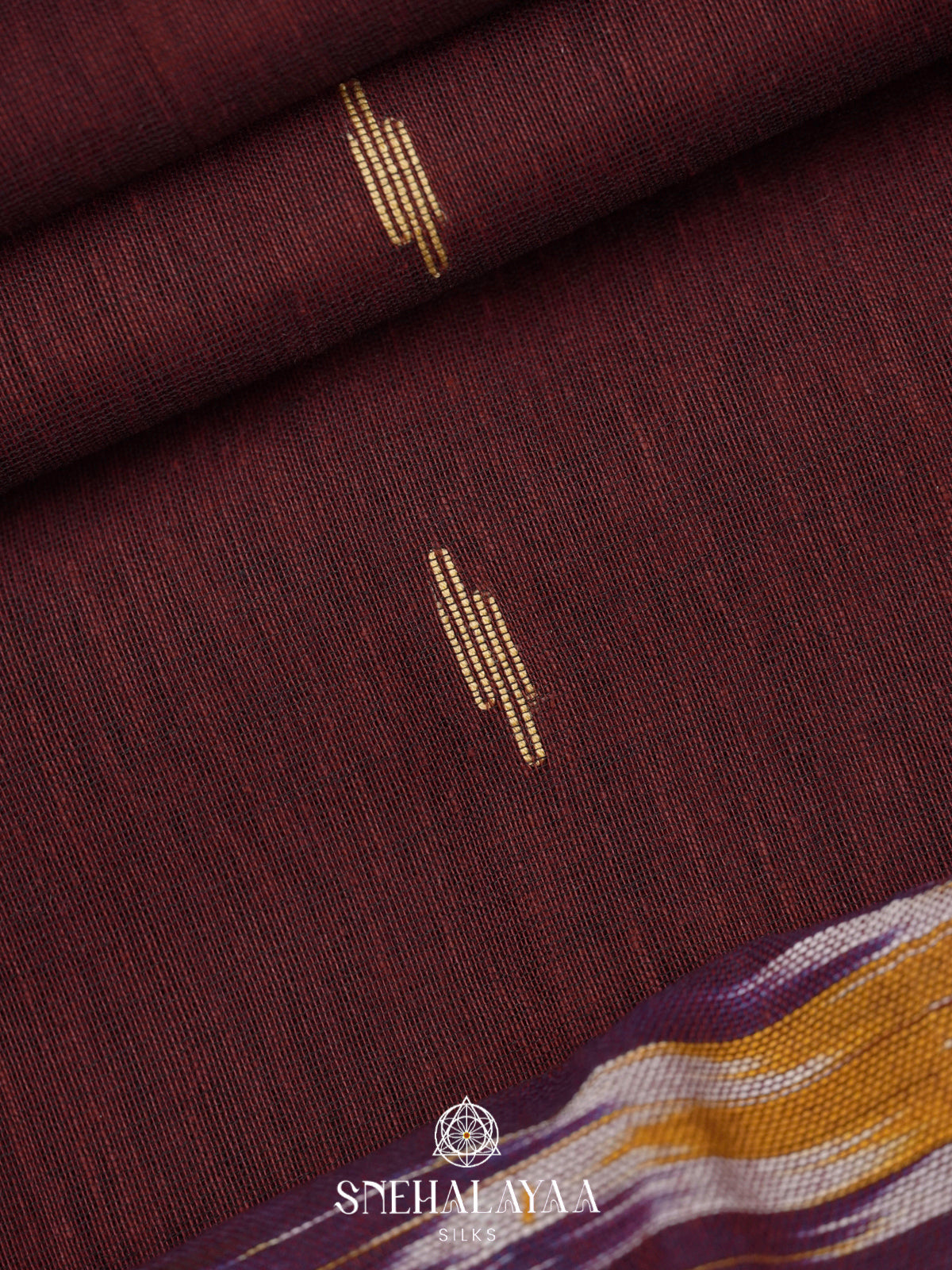 Maroon Khadi Cotton Saree
