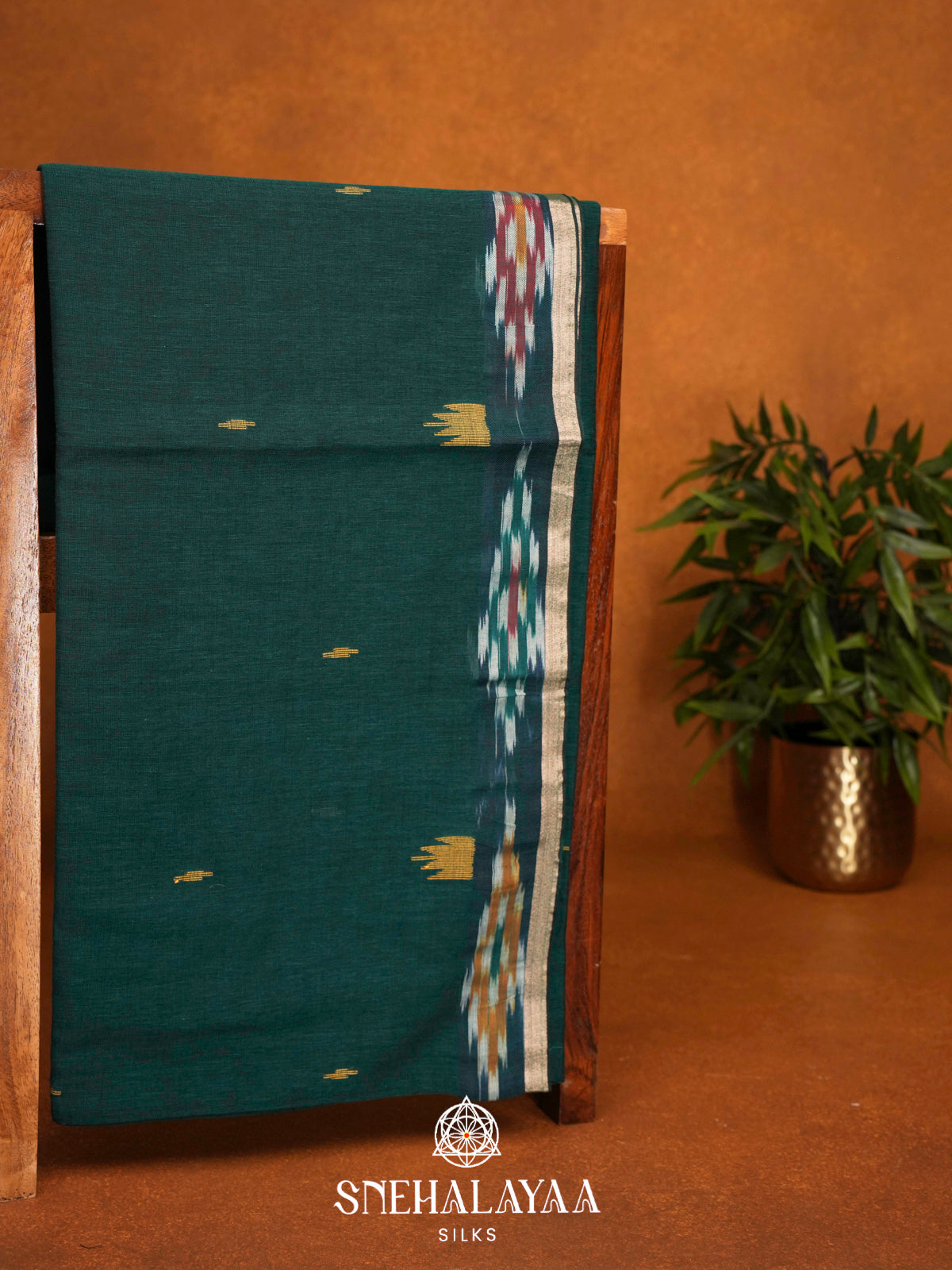Forest Green Khadi Cotton Saree