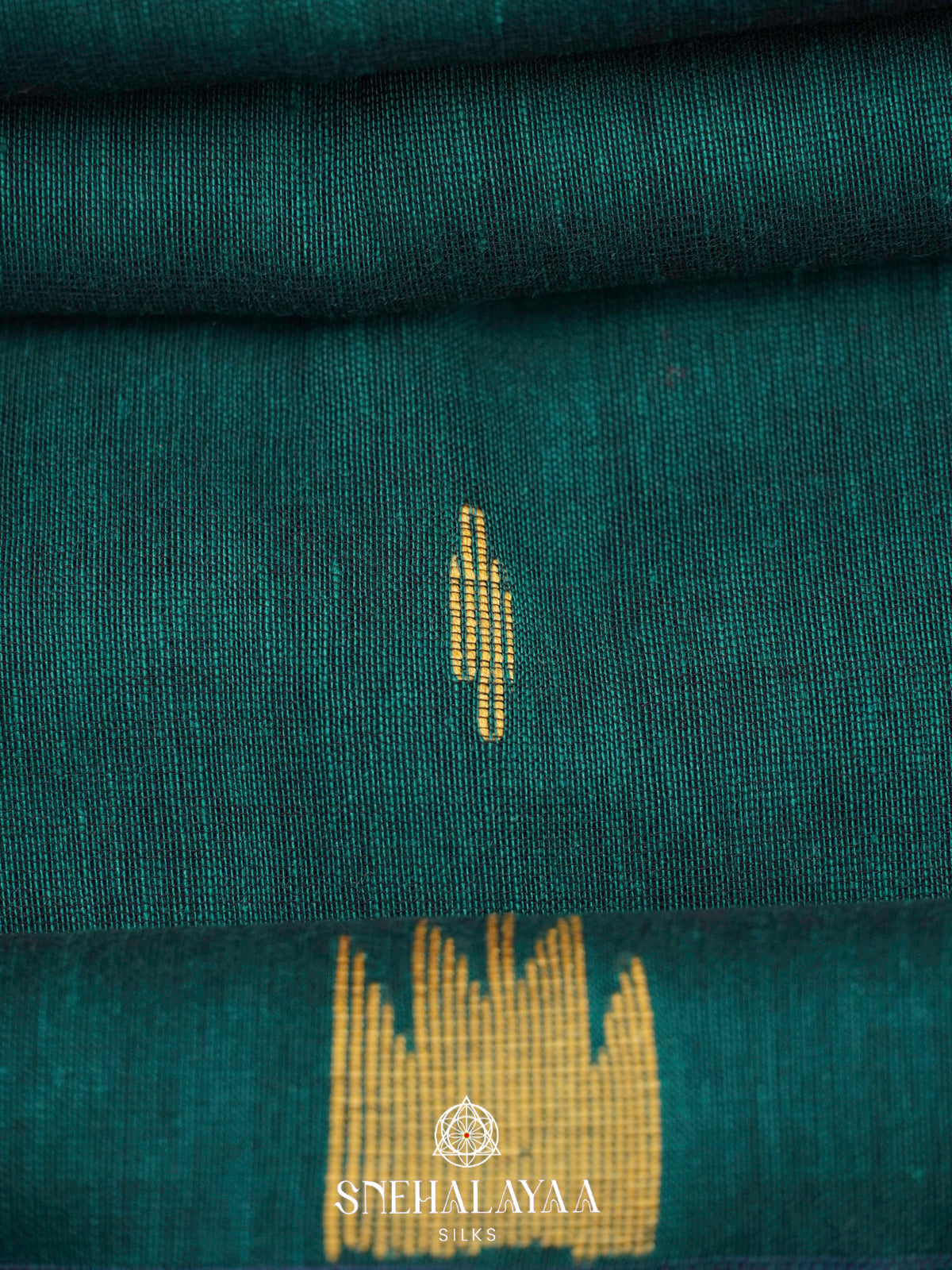 Forest Green Khadi Cotton Saree