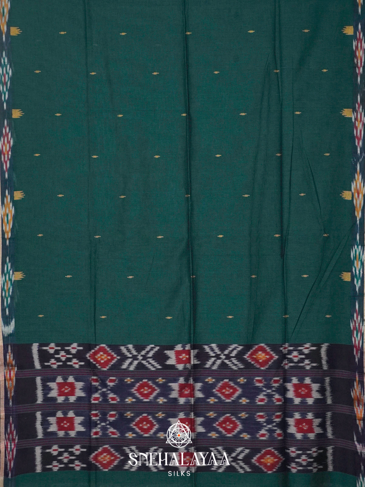 Forest Green Khadi Cotton Saree