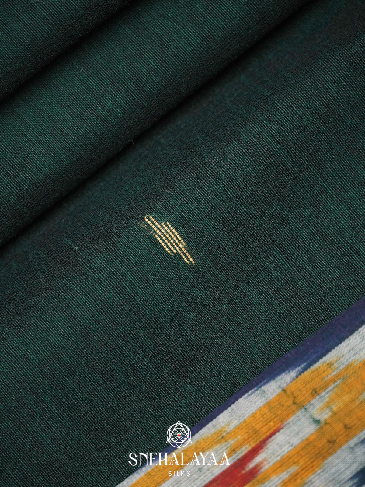 Forest Green Khadi Cotton Saree