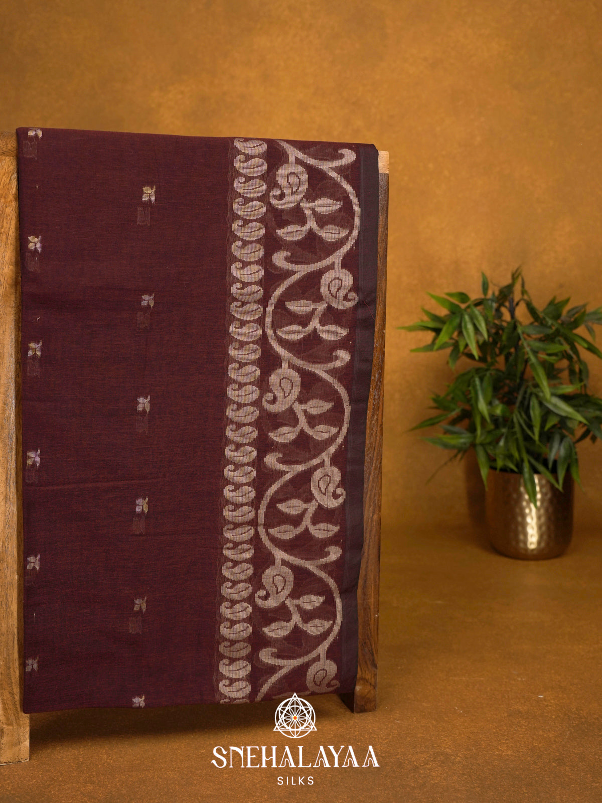 Maroon Khadi Cotton Saree