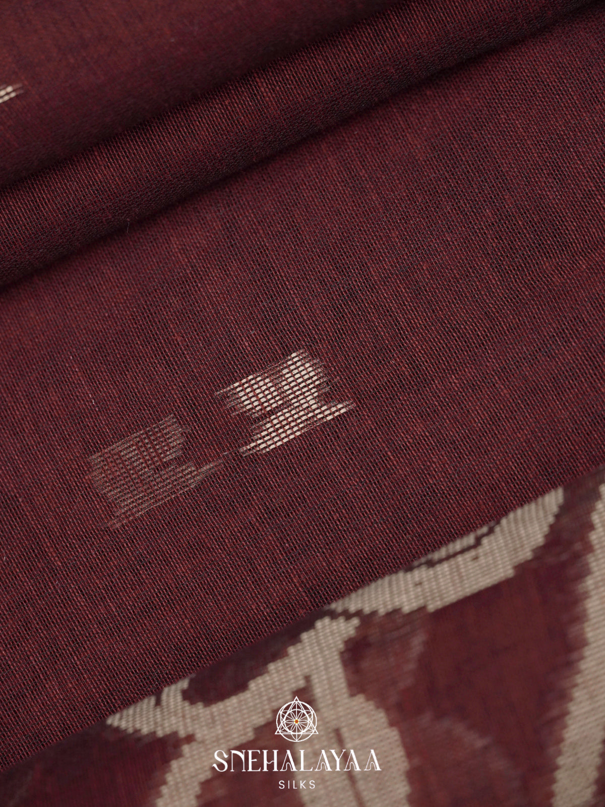 Maroon Khadi Cotton Saree