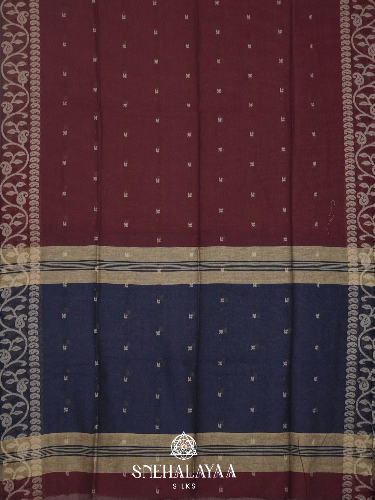 Maroon Khadi Cotton Saree