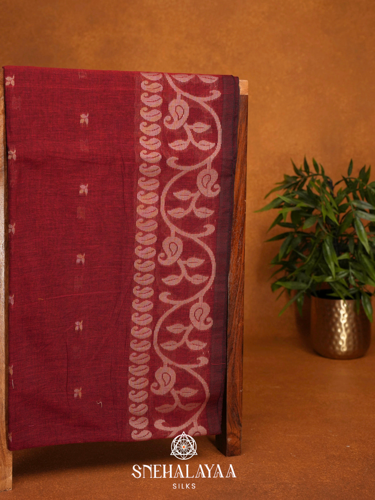 Red Khadi Cotton Saree