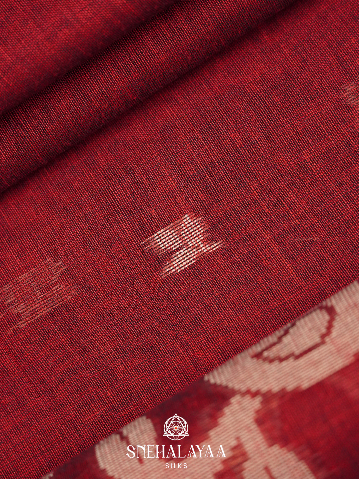 Red Khadi Cotton Saree