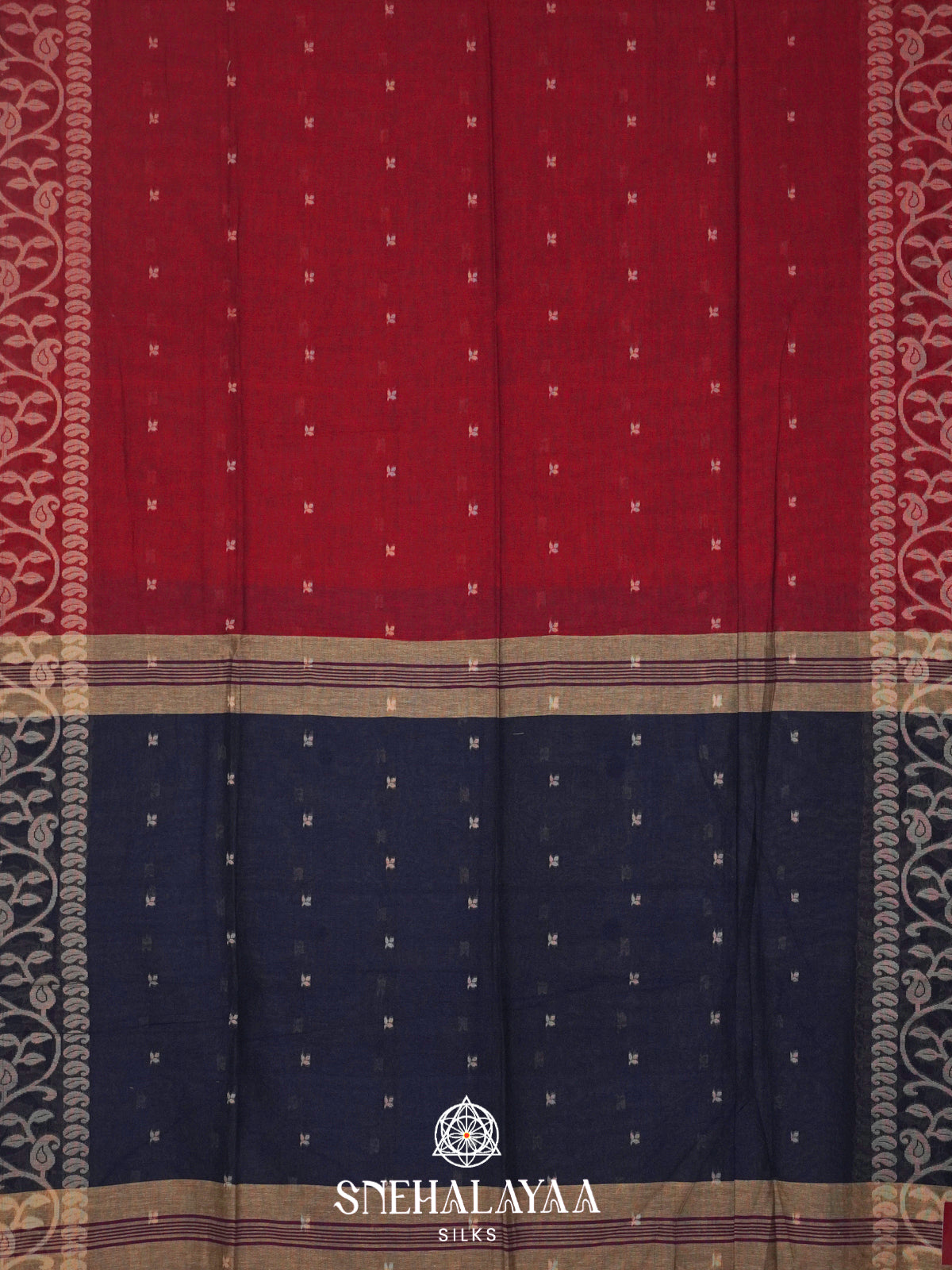 Red Khadi Cotton Saree