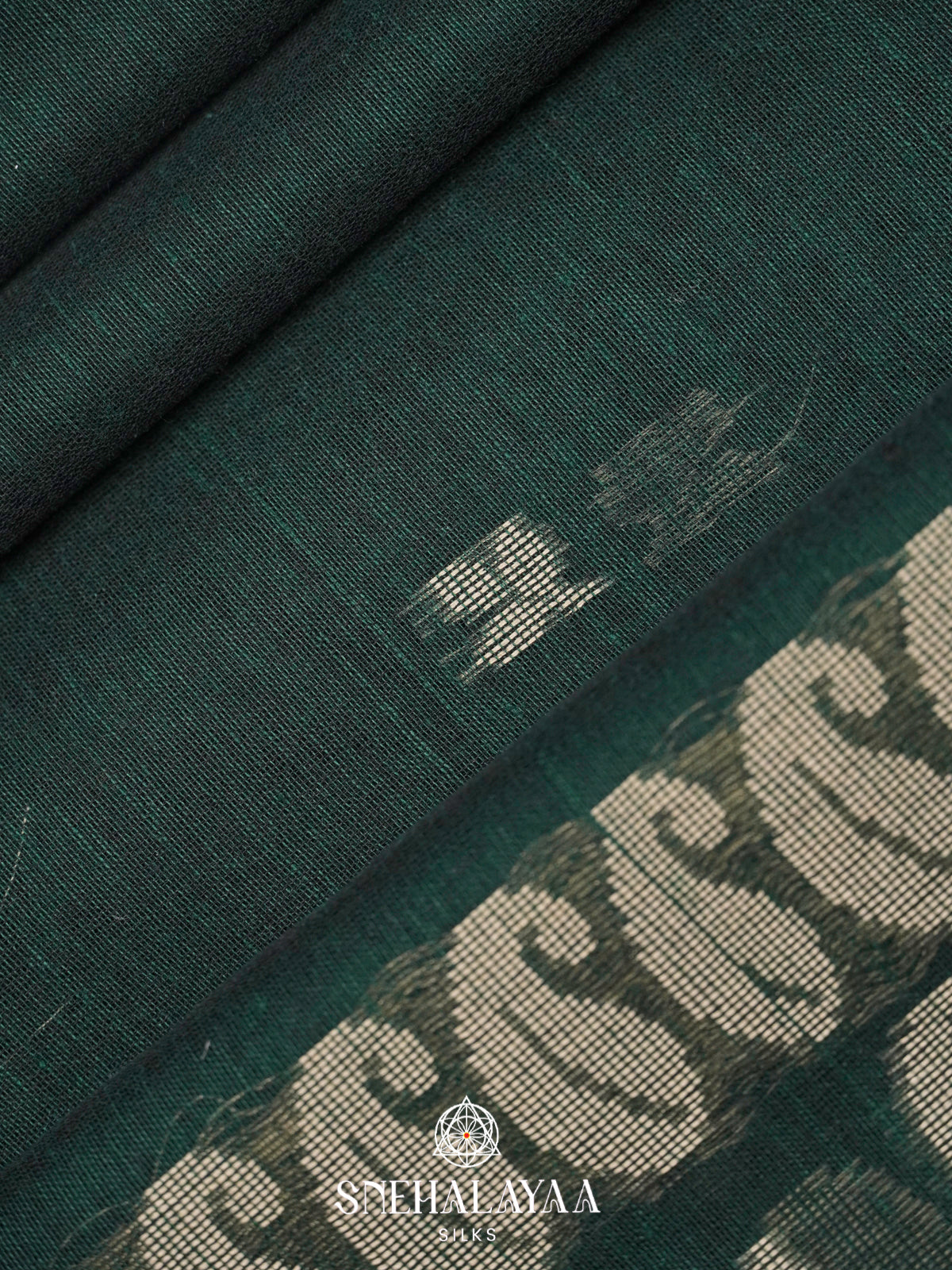 Forest Green Khadi Cotton Saree