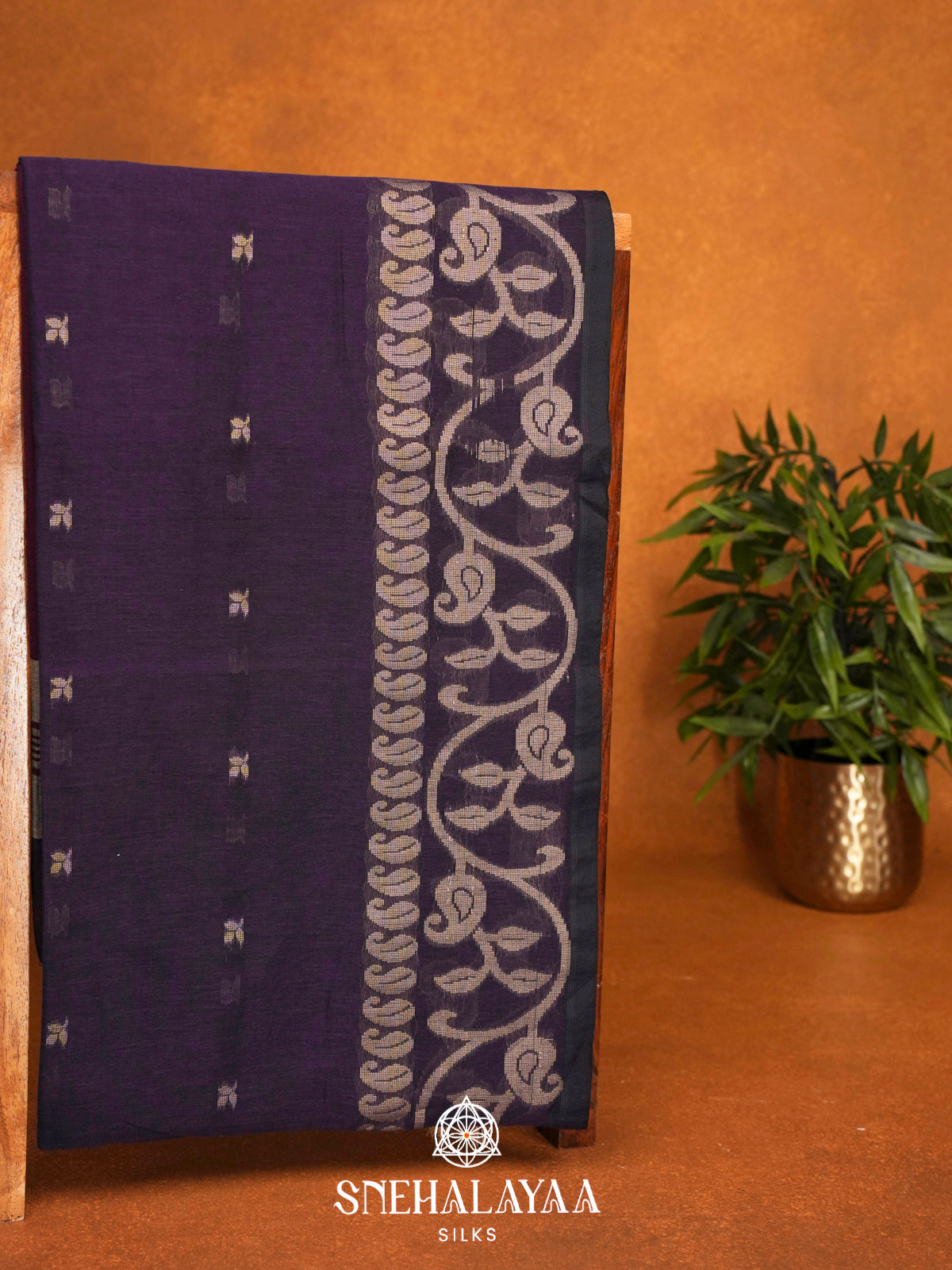 Purple Khadi Cotton Saree