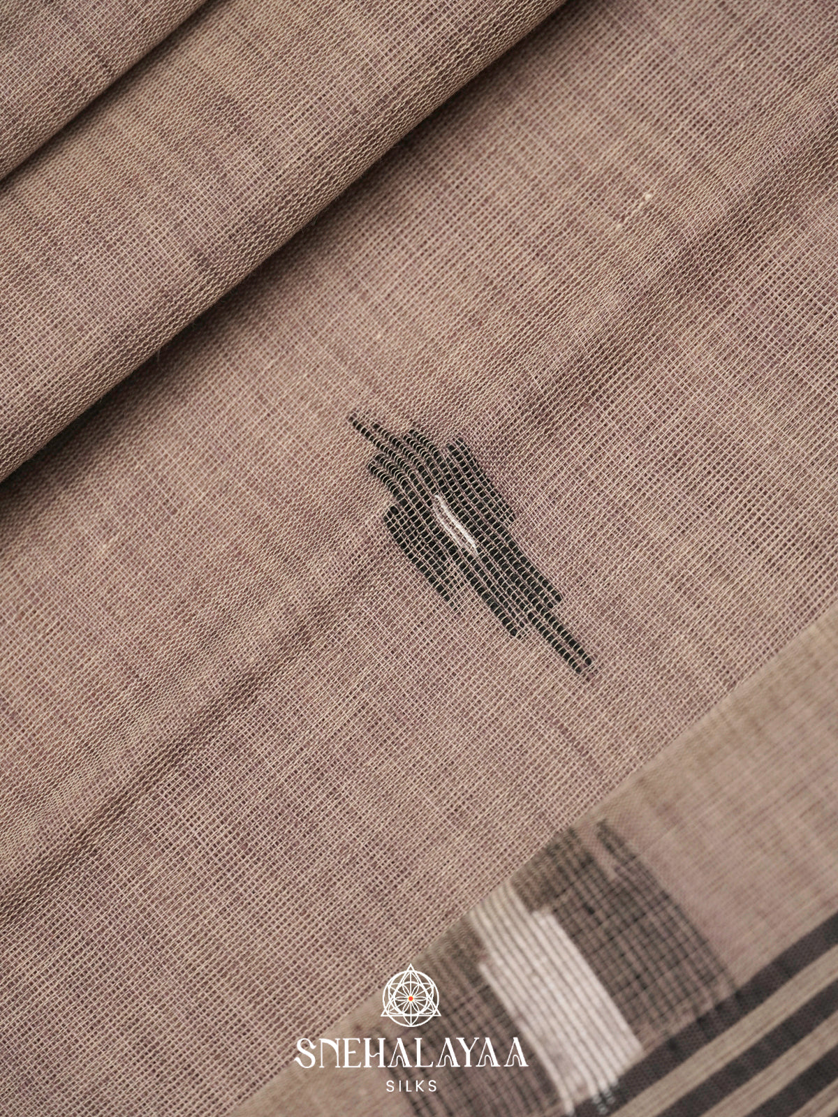 Khaki Brown Khadi Cotton Saree