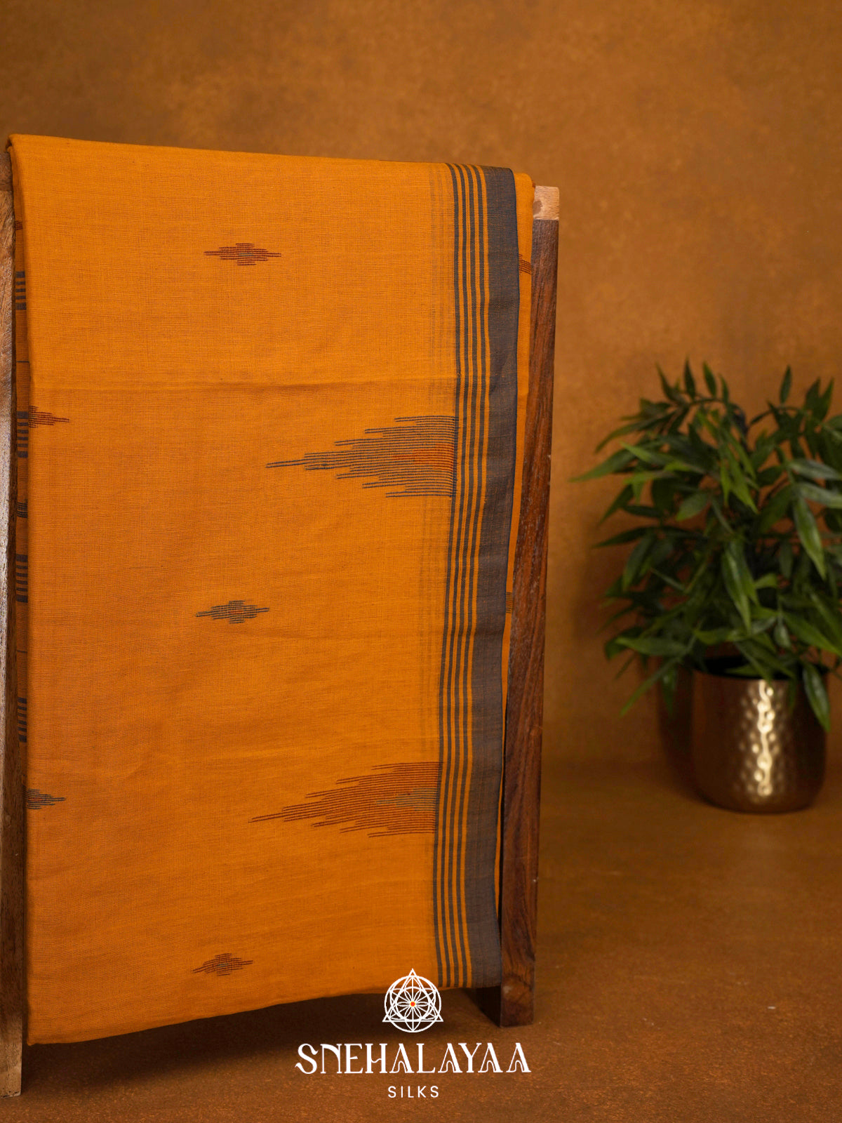 Orange Khadi Cotton Saree
