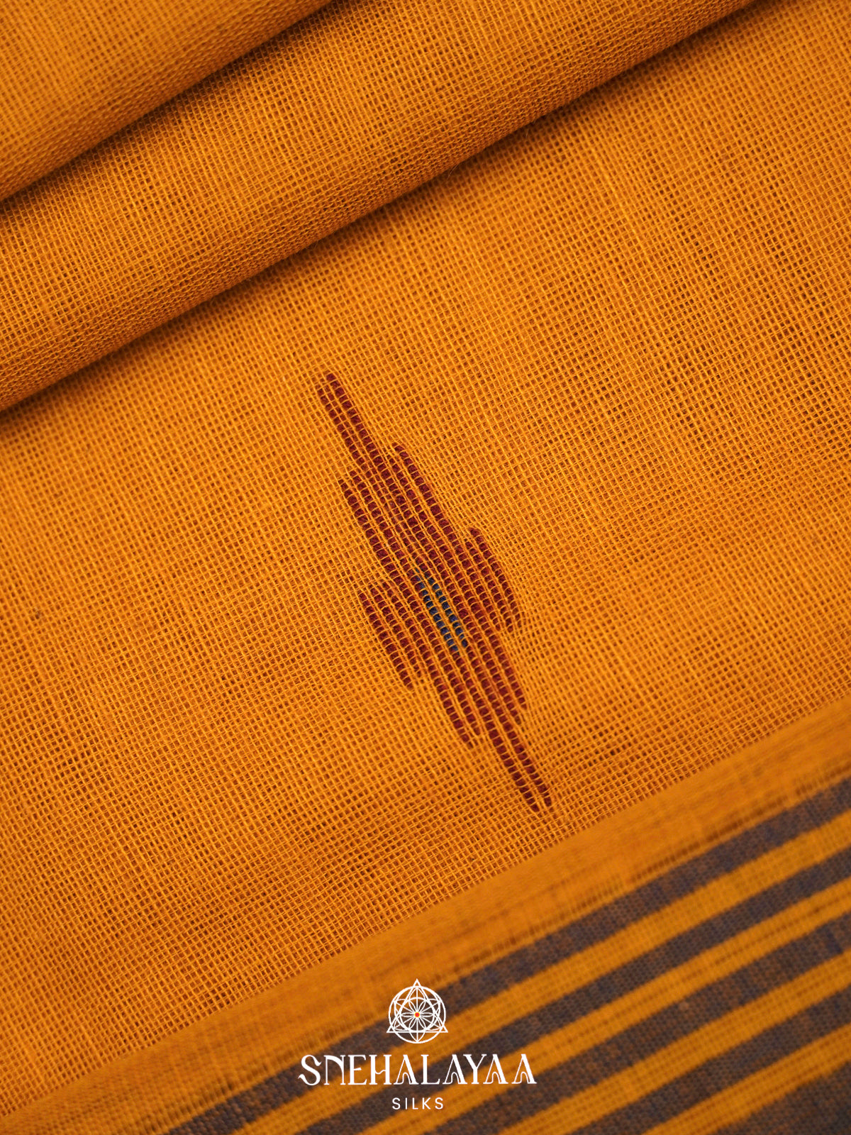 Orange Khadi Cotton Saree