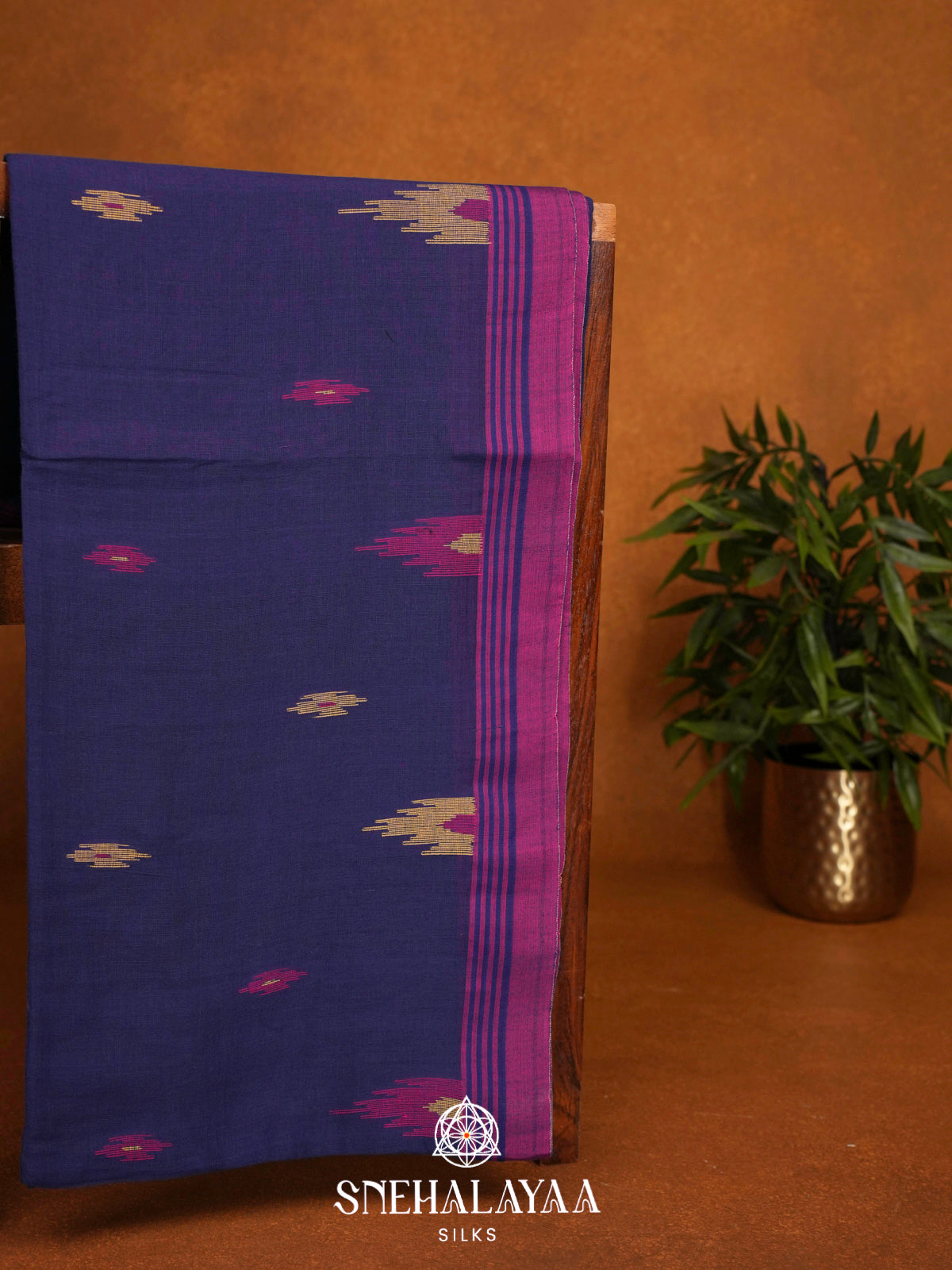 Navy Blue Khadi Cotton Saree