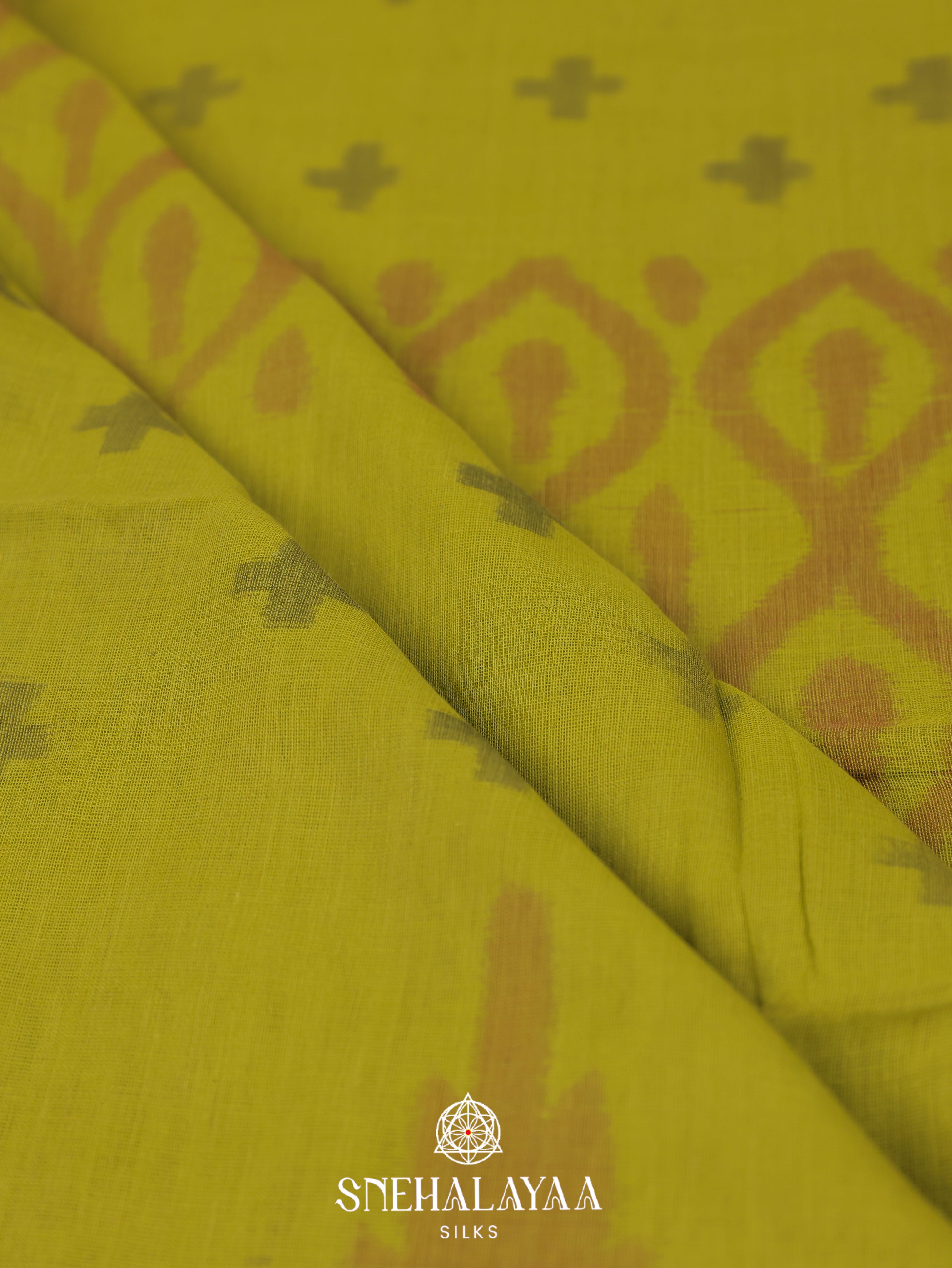 Mehendi Green Khadi Cotton Saree