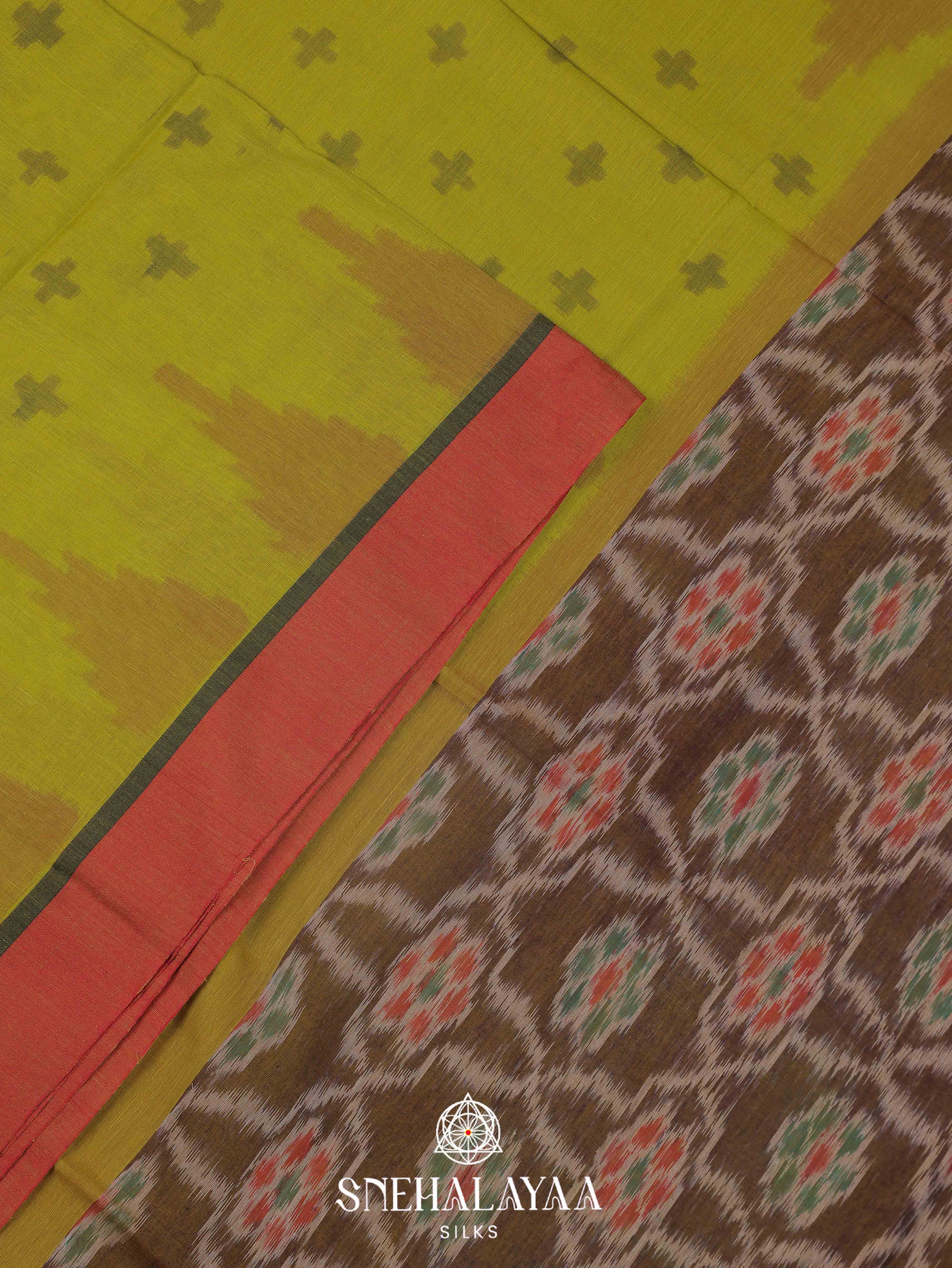 Mehendi Green Khadi Cotton Saree