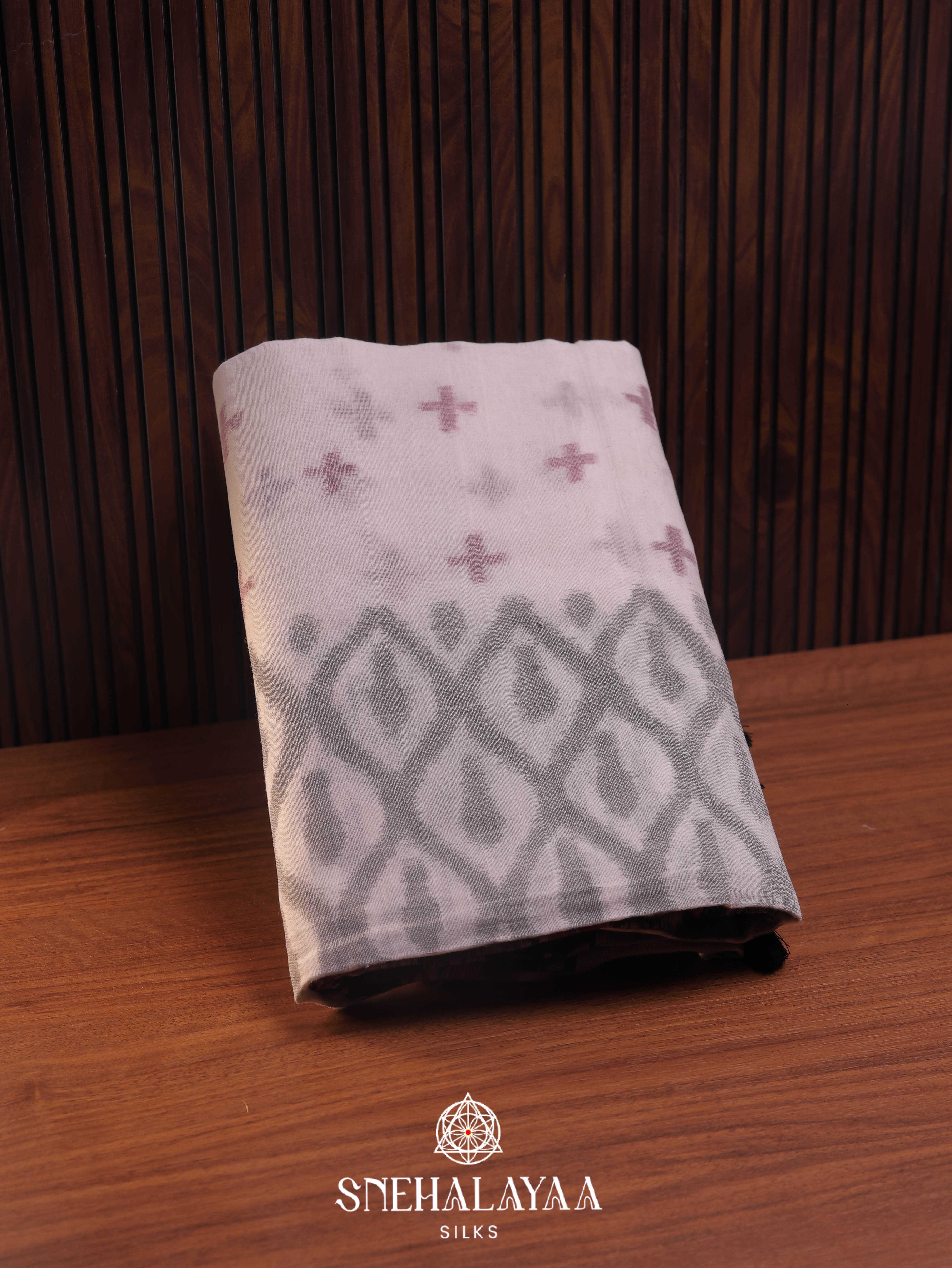 Off White Khadi Cotton Saree
