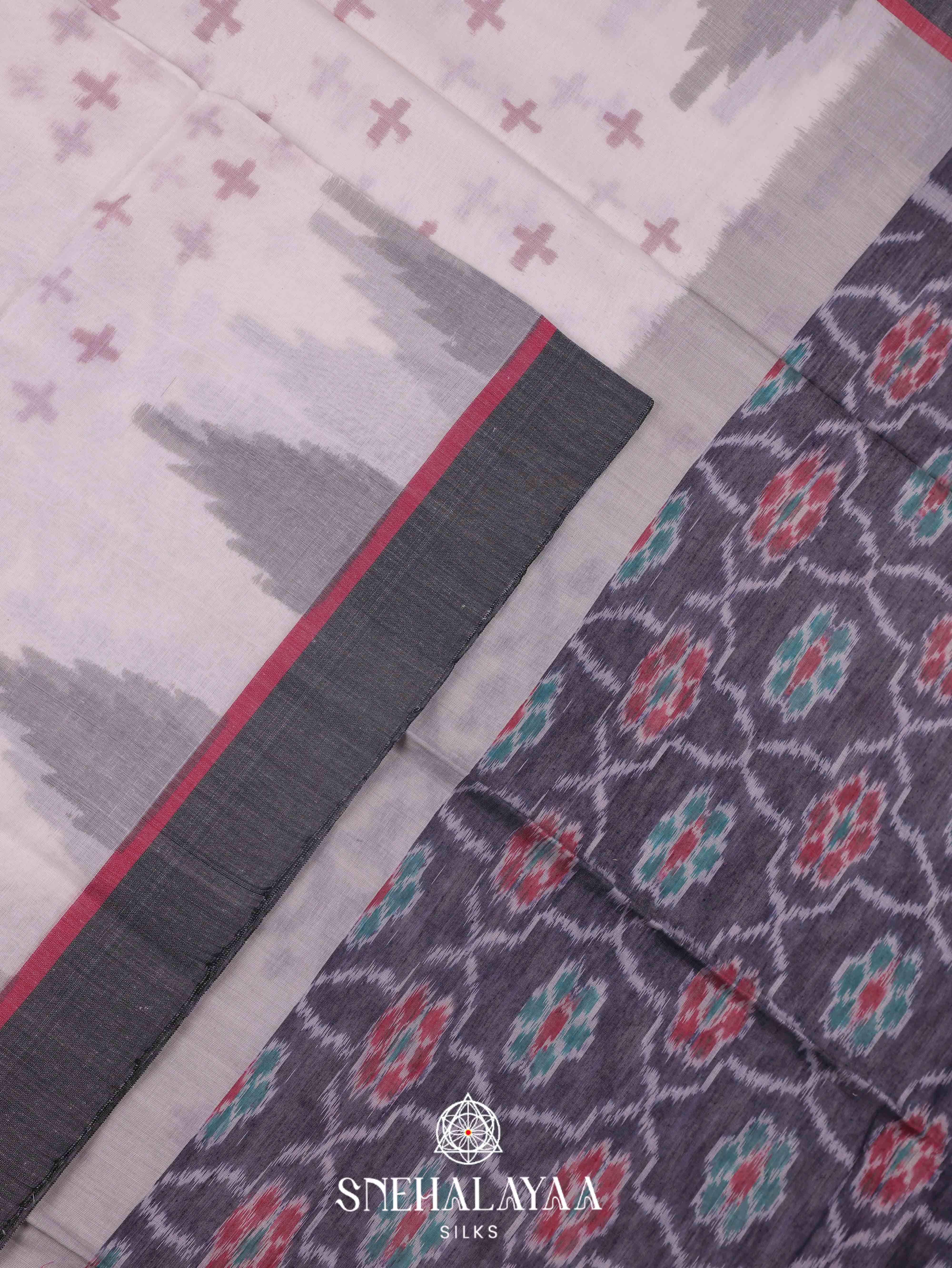 Off White Khadi Cotton Saree