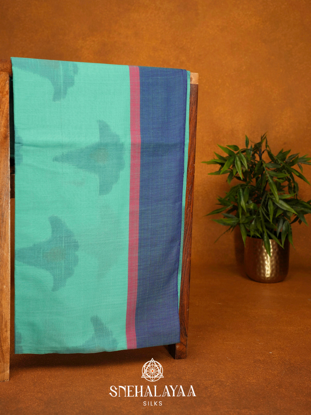 Aquamarine Khadi Cotton Saree
