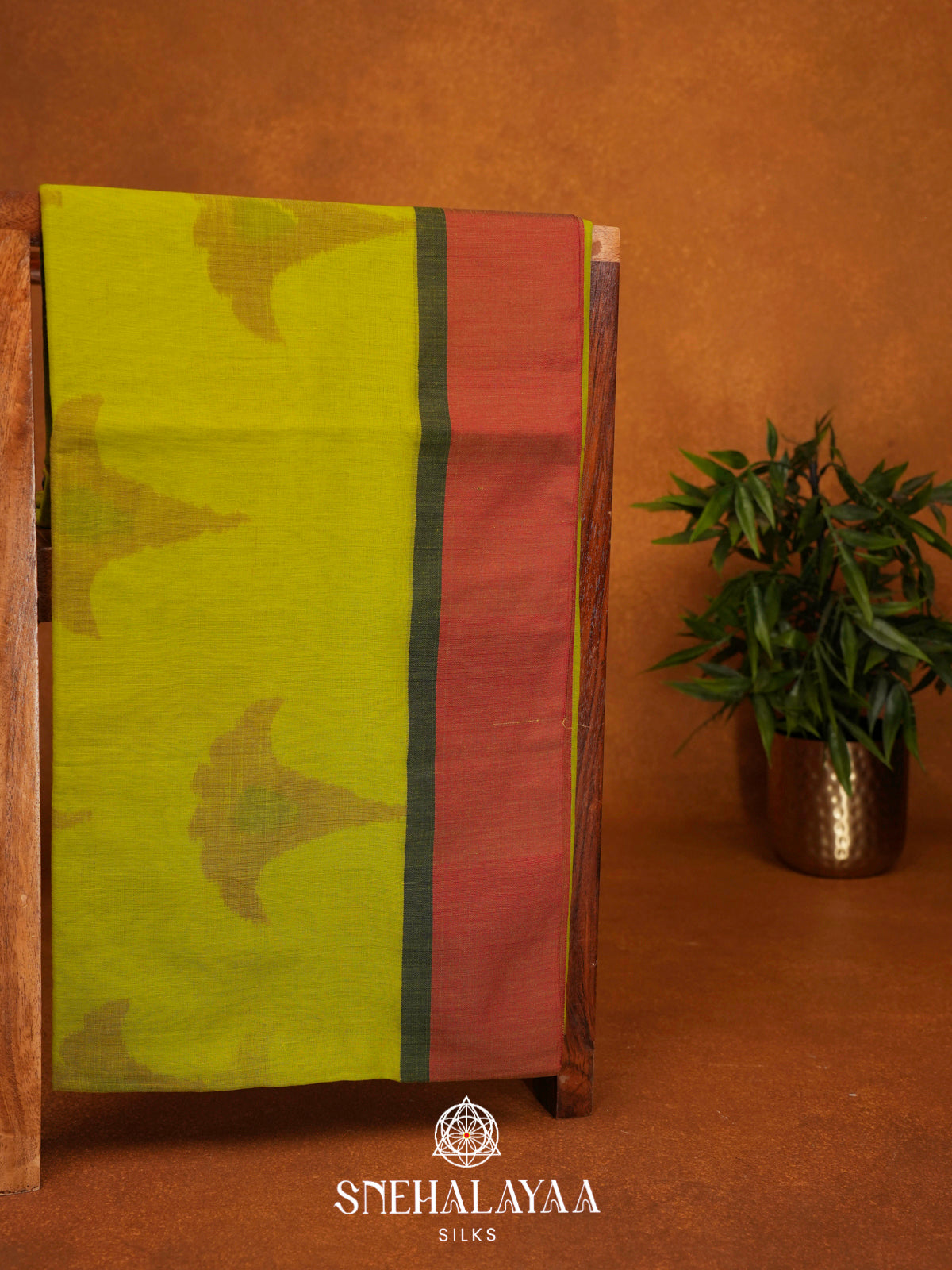 Lime Green Khadi Cotton Saree