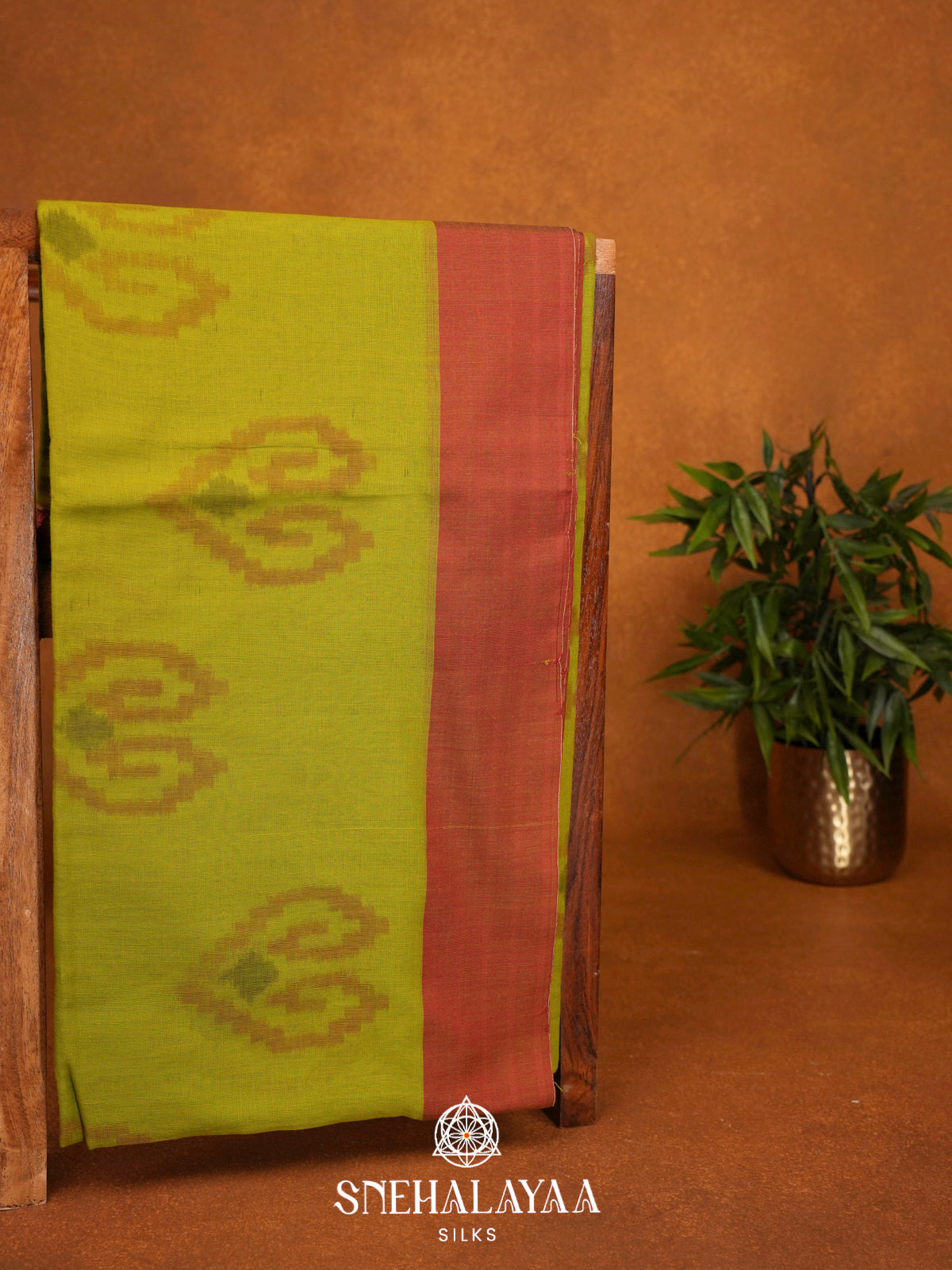 Lime Green Khadi Cotton Saree