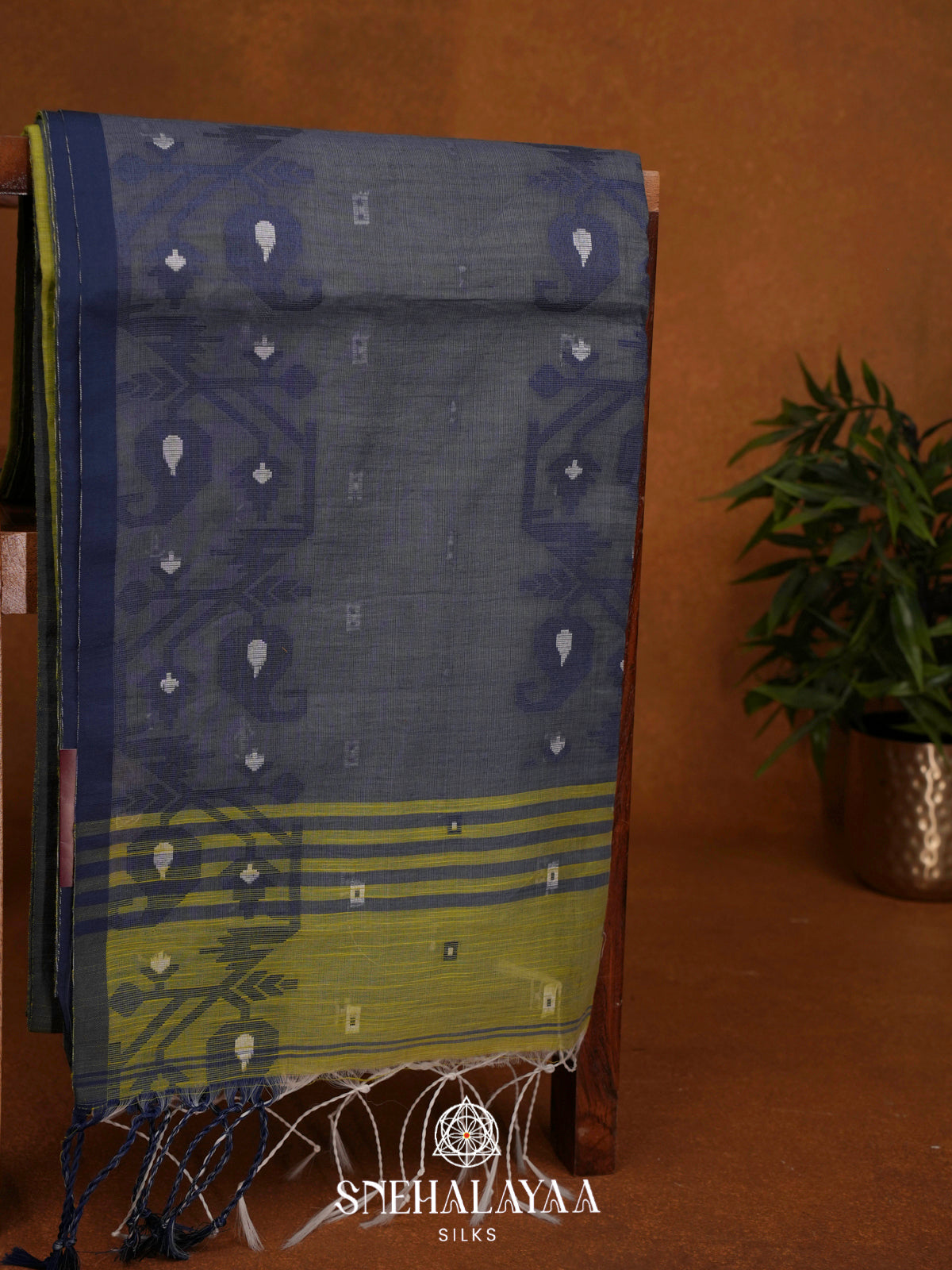Lime Green  Bengal Cotton Saree