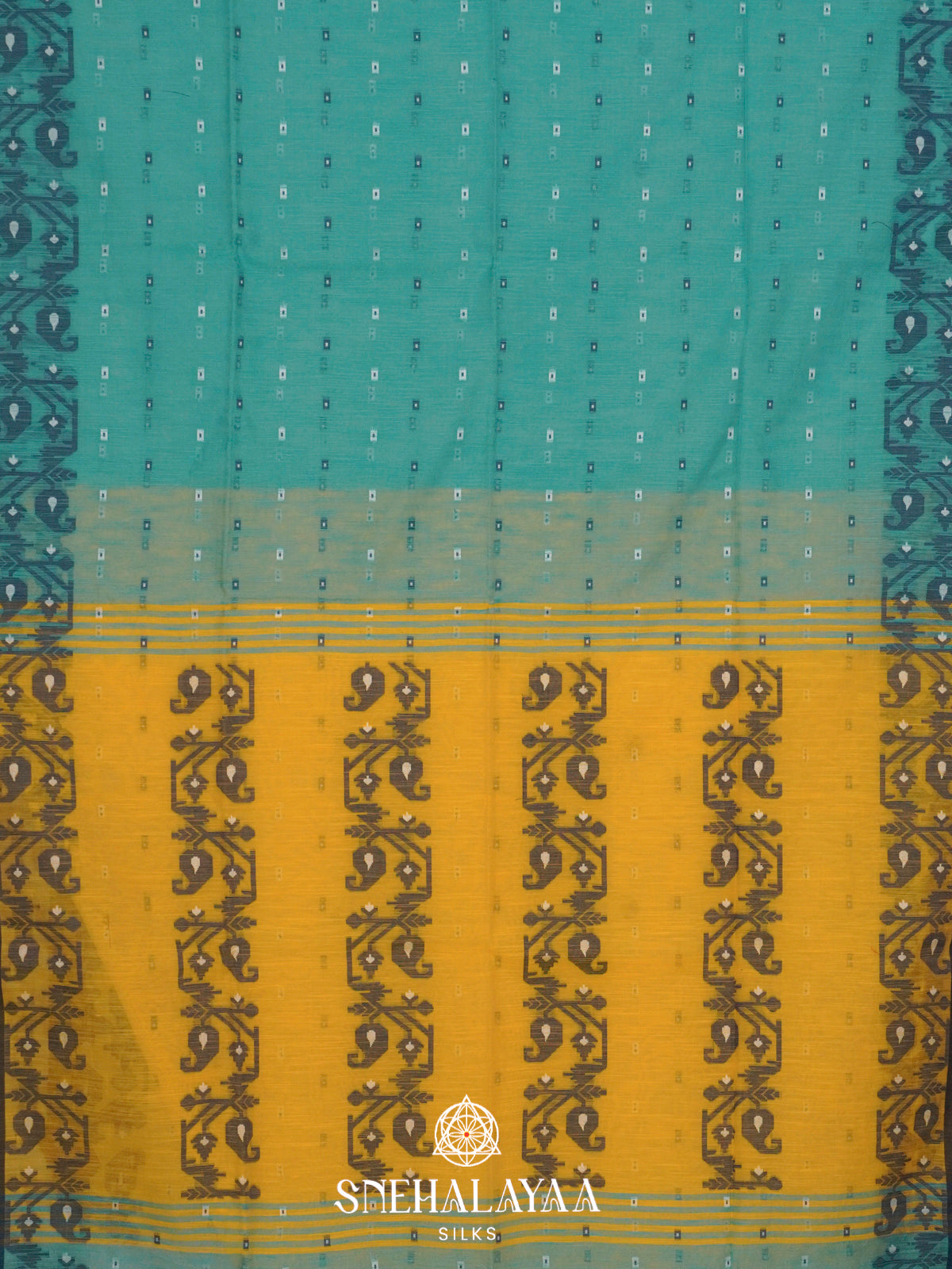 Teal Green  Bengal Cotton Saree