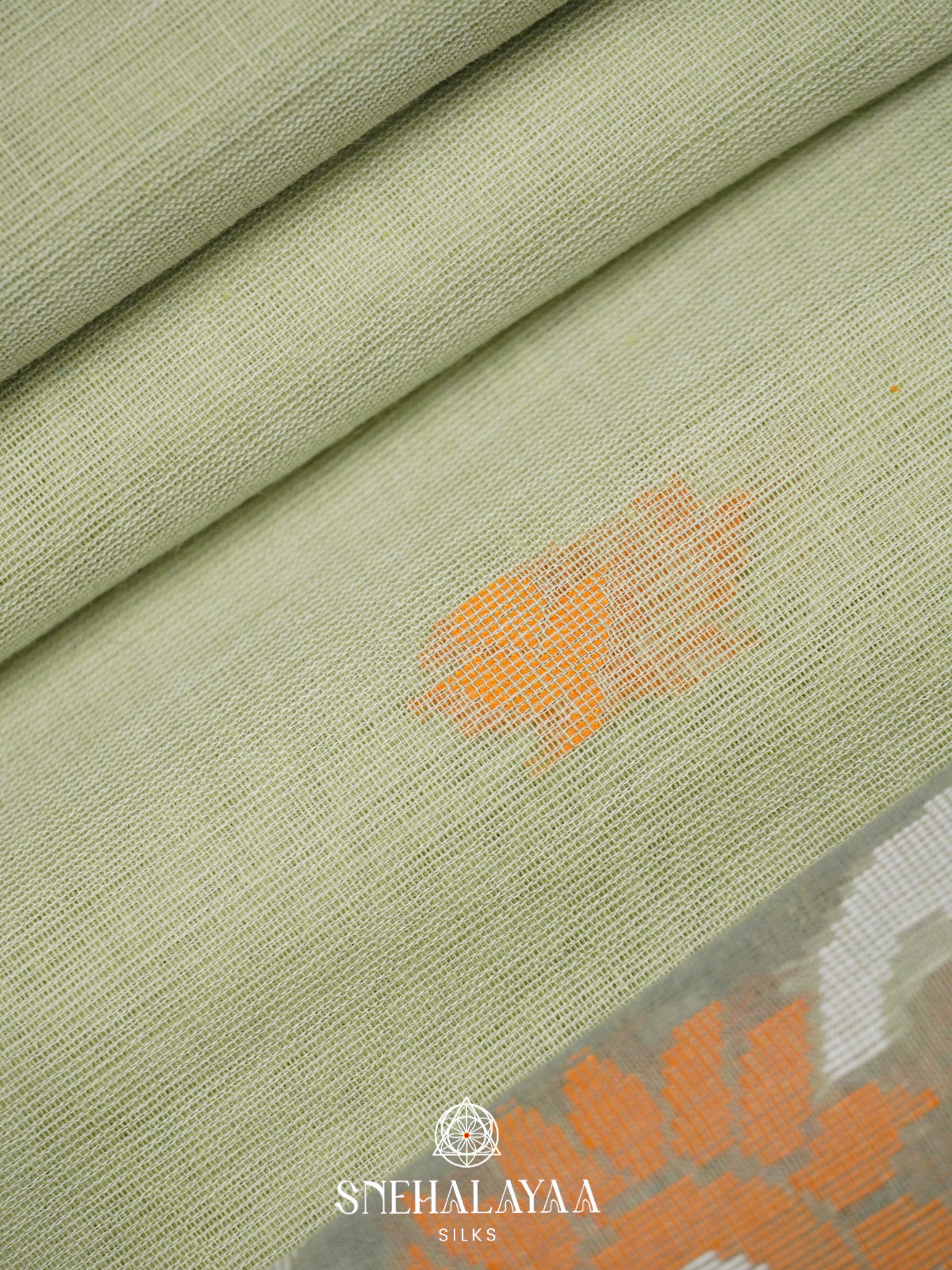 Pale Green Khadi Cotton Saree