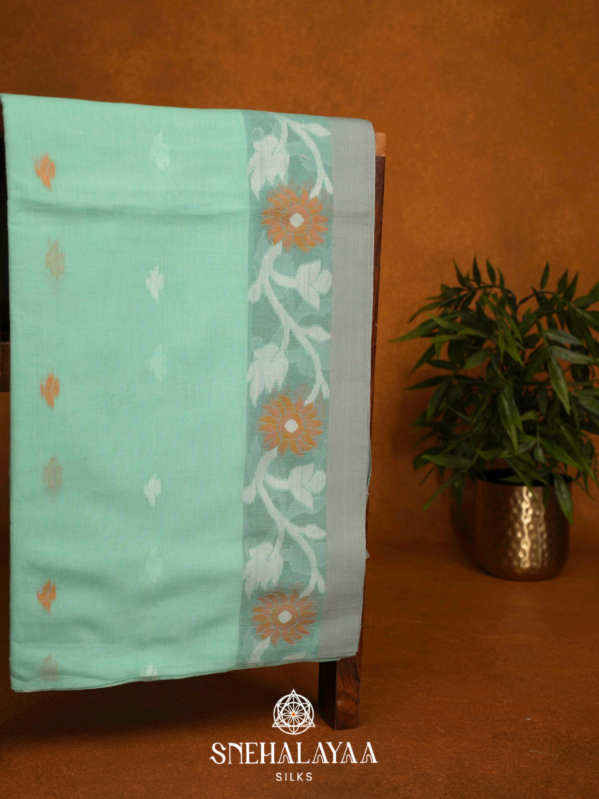 Mint Green Khadi Cotton Saree