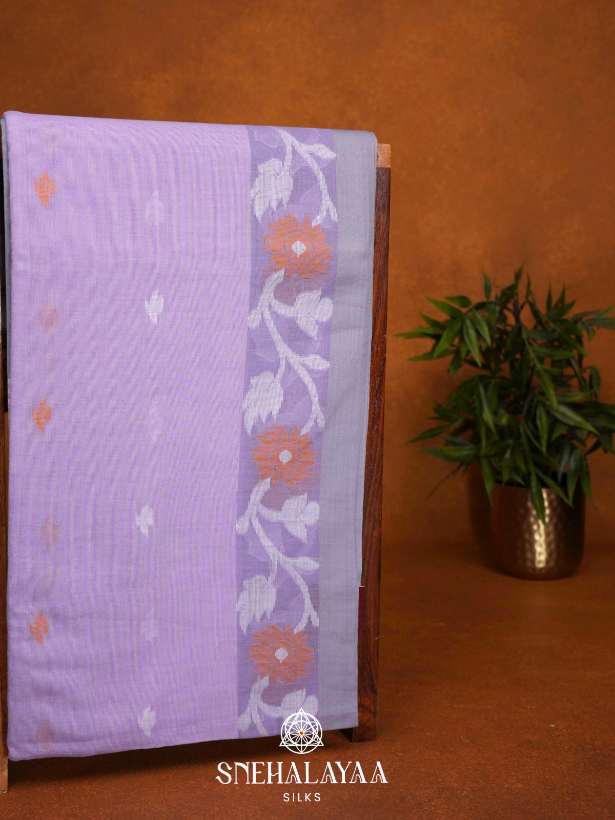 Lilac Khadi Cotton Saree
