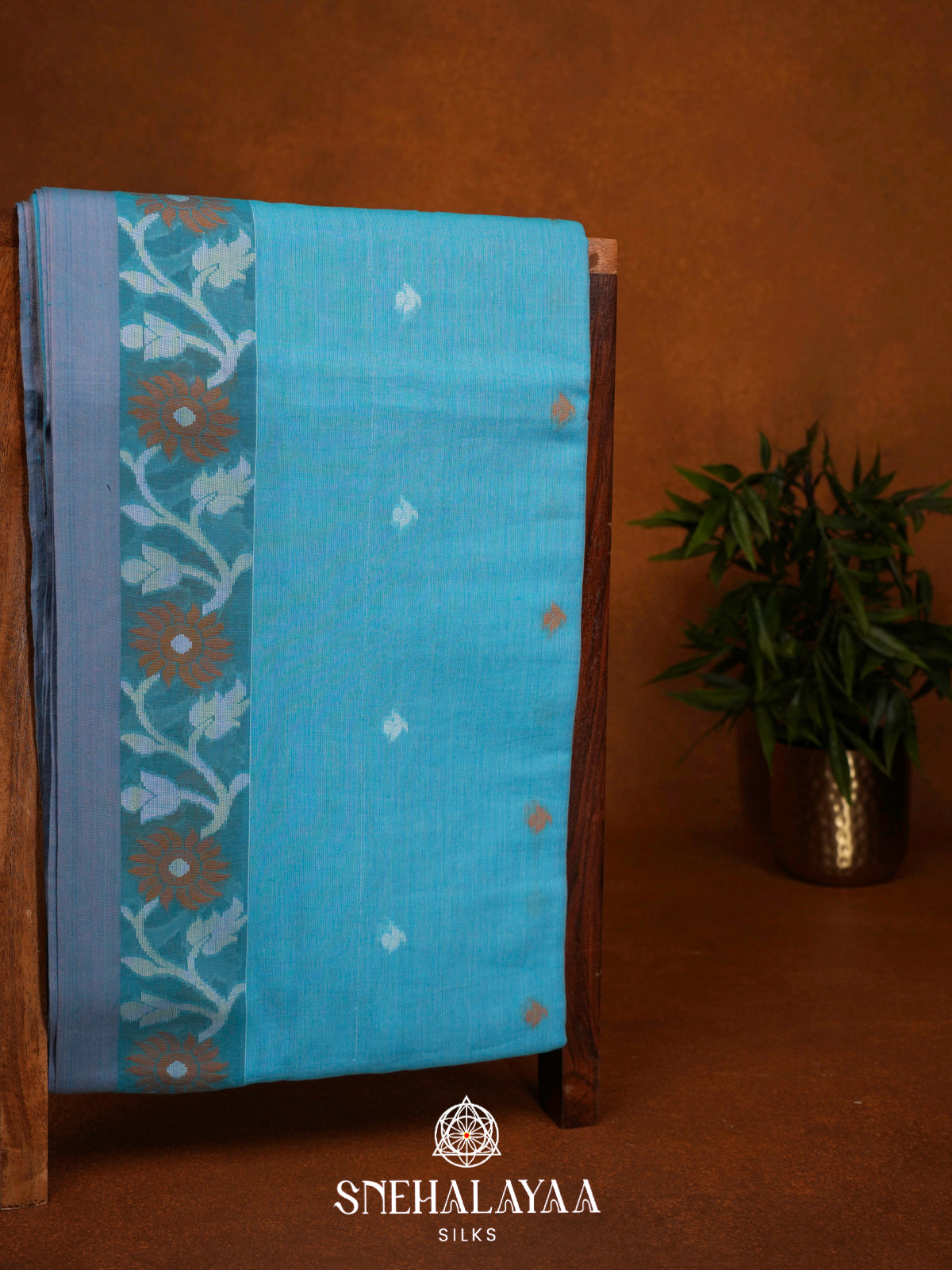 Sky Blue Khadi Cotton Saree