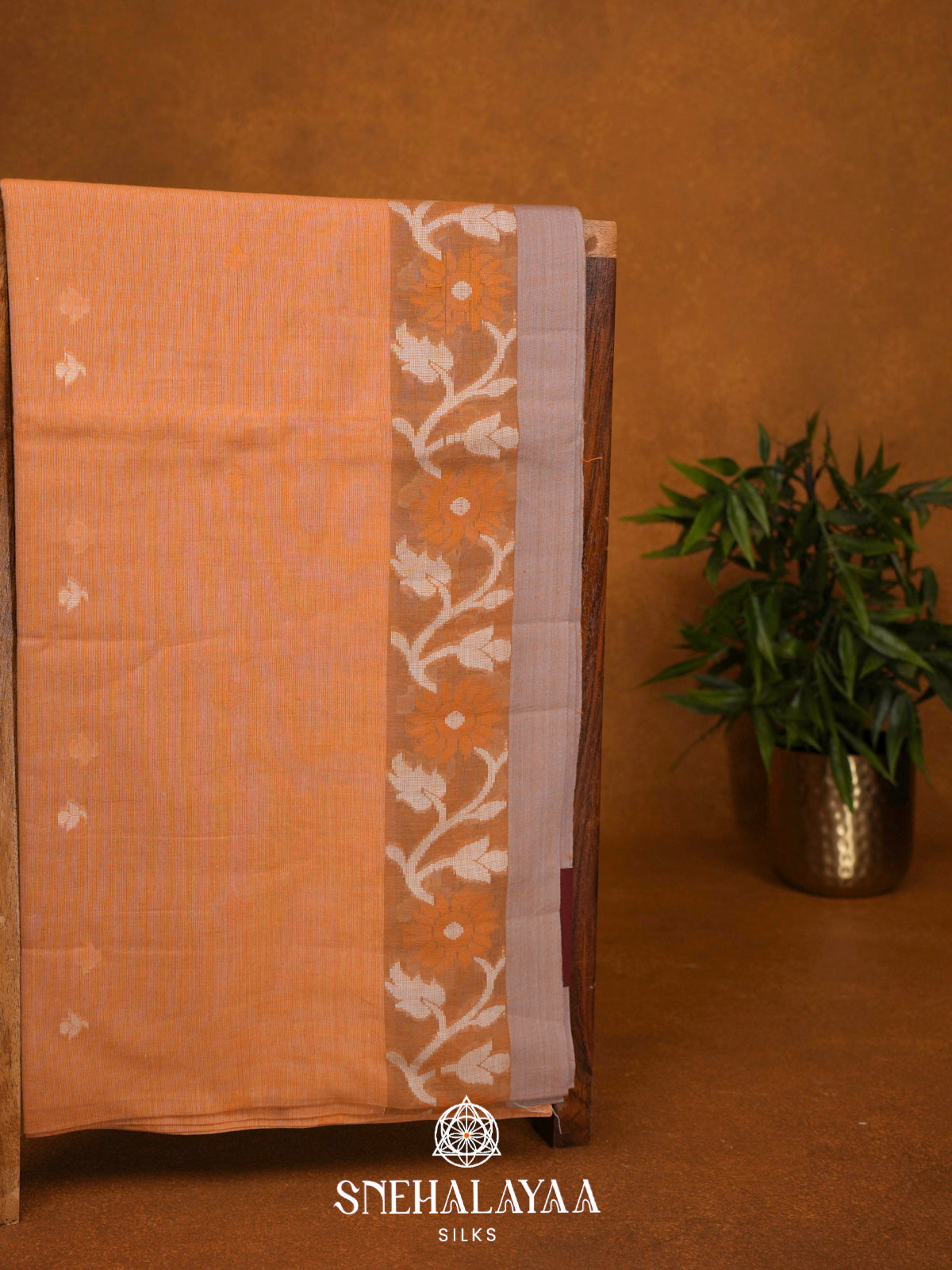 Peach Khadi Cotton Saree