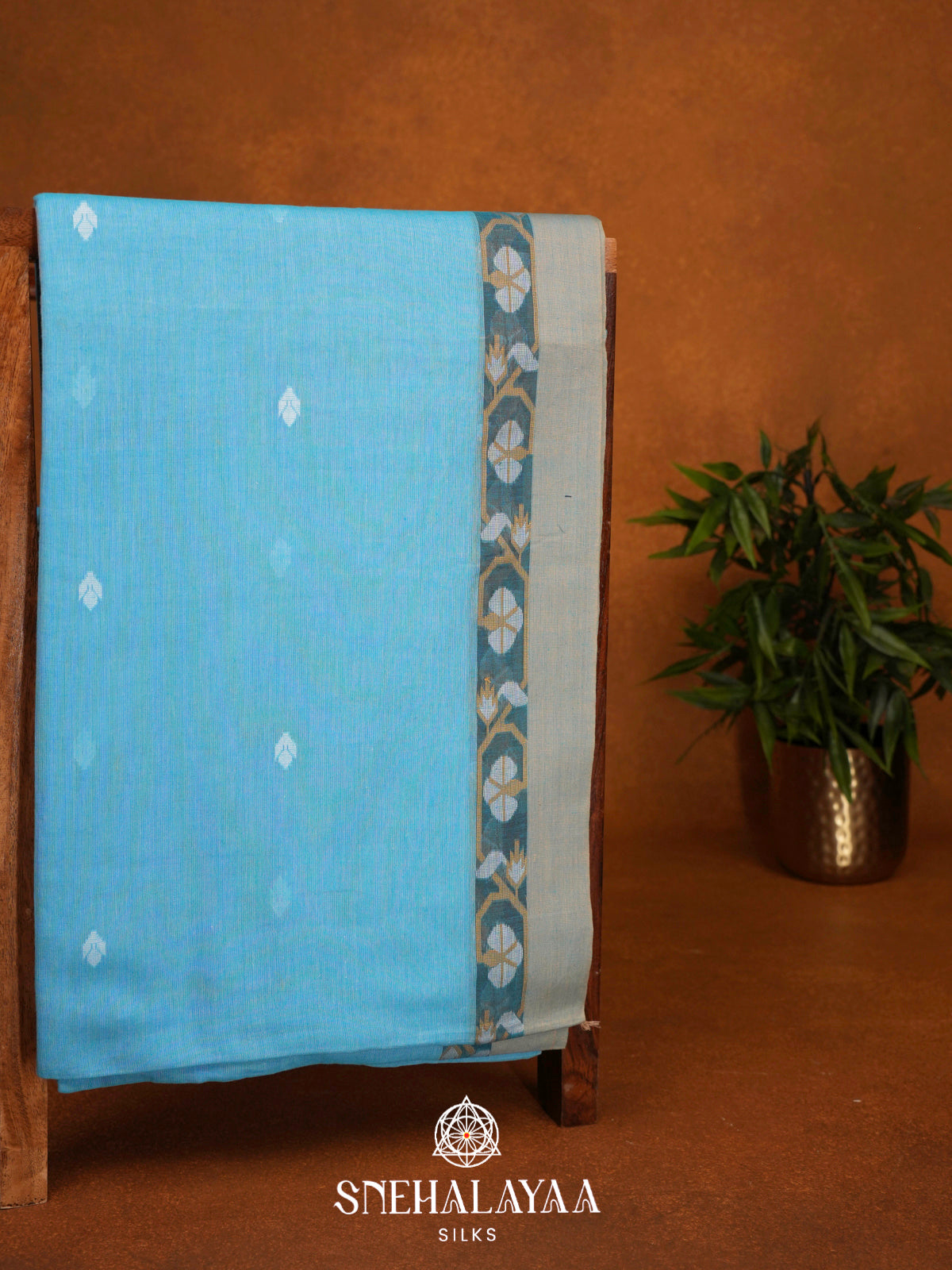 Blue Khadi Cotton Saree