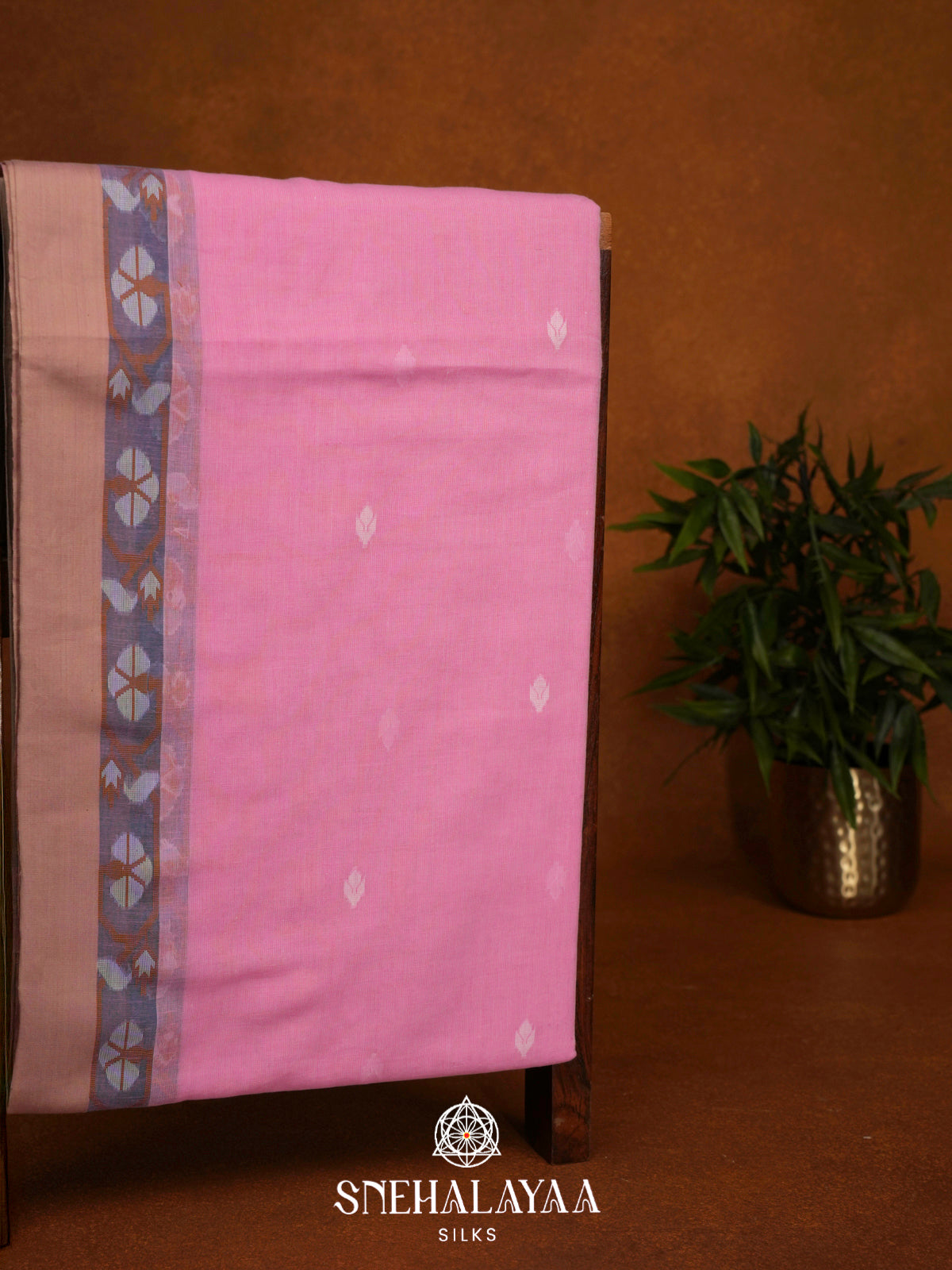 Pink Khadi Cotton Saree